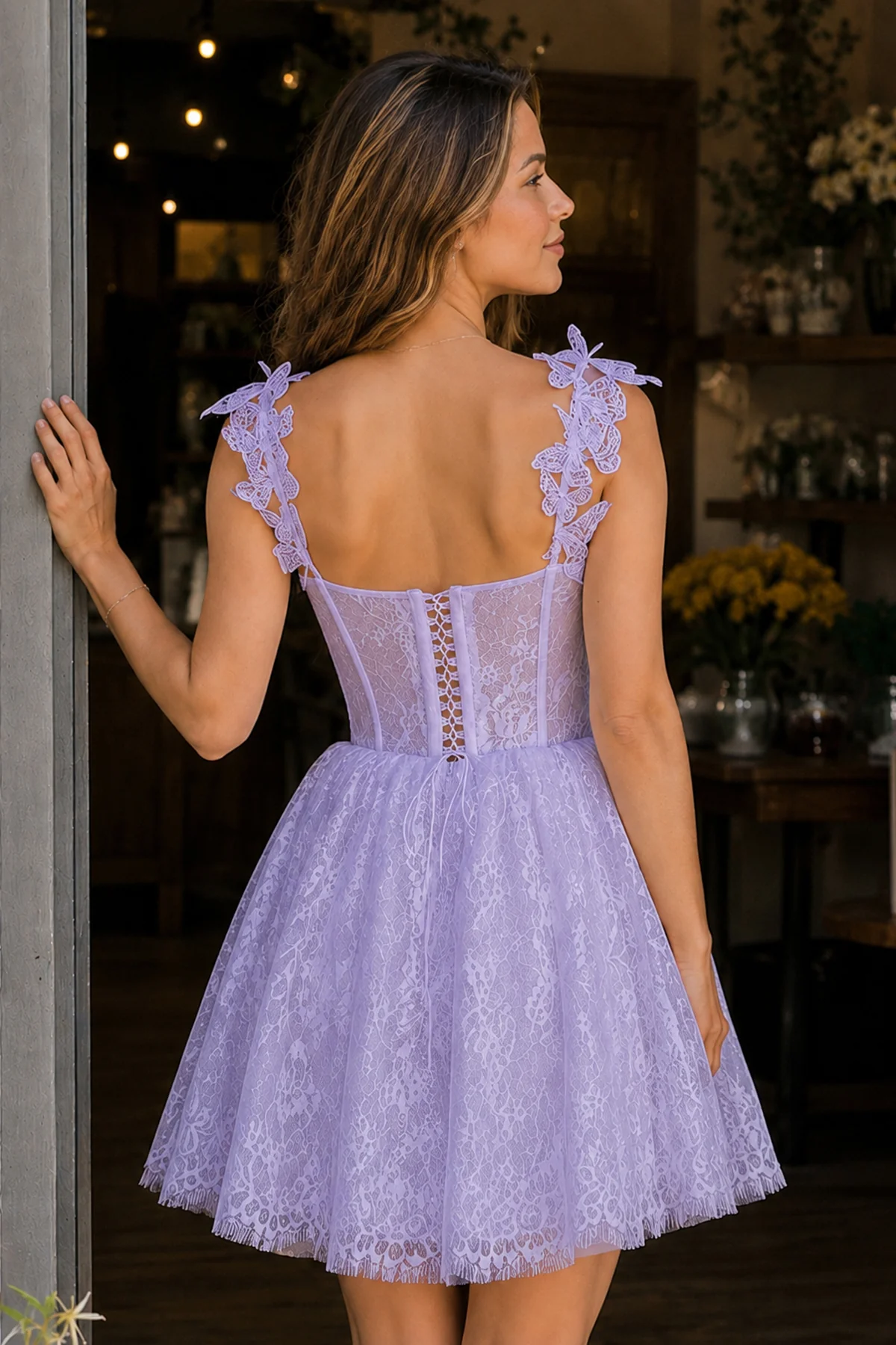 A-line Sweetheart White Corset Homecoming Dress