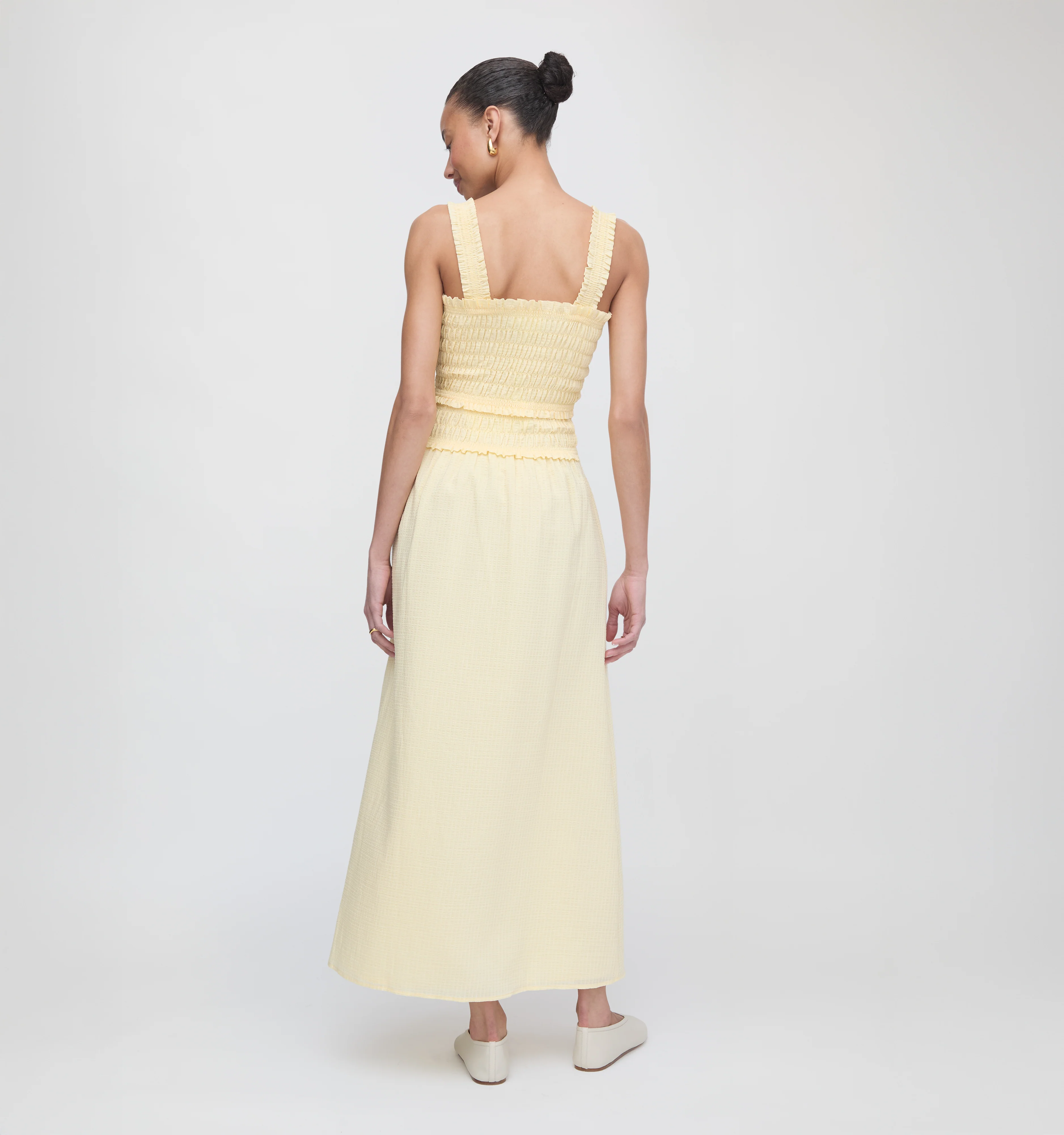 The Azalea Maxi Nap Dress - Butter Yellow Tonal Seersucker