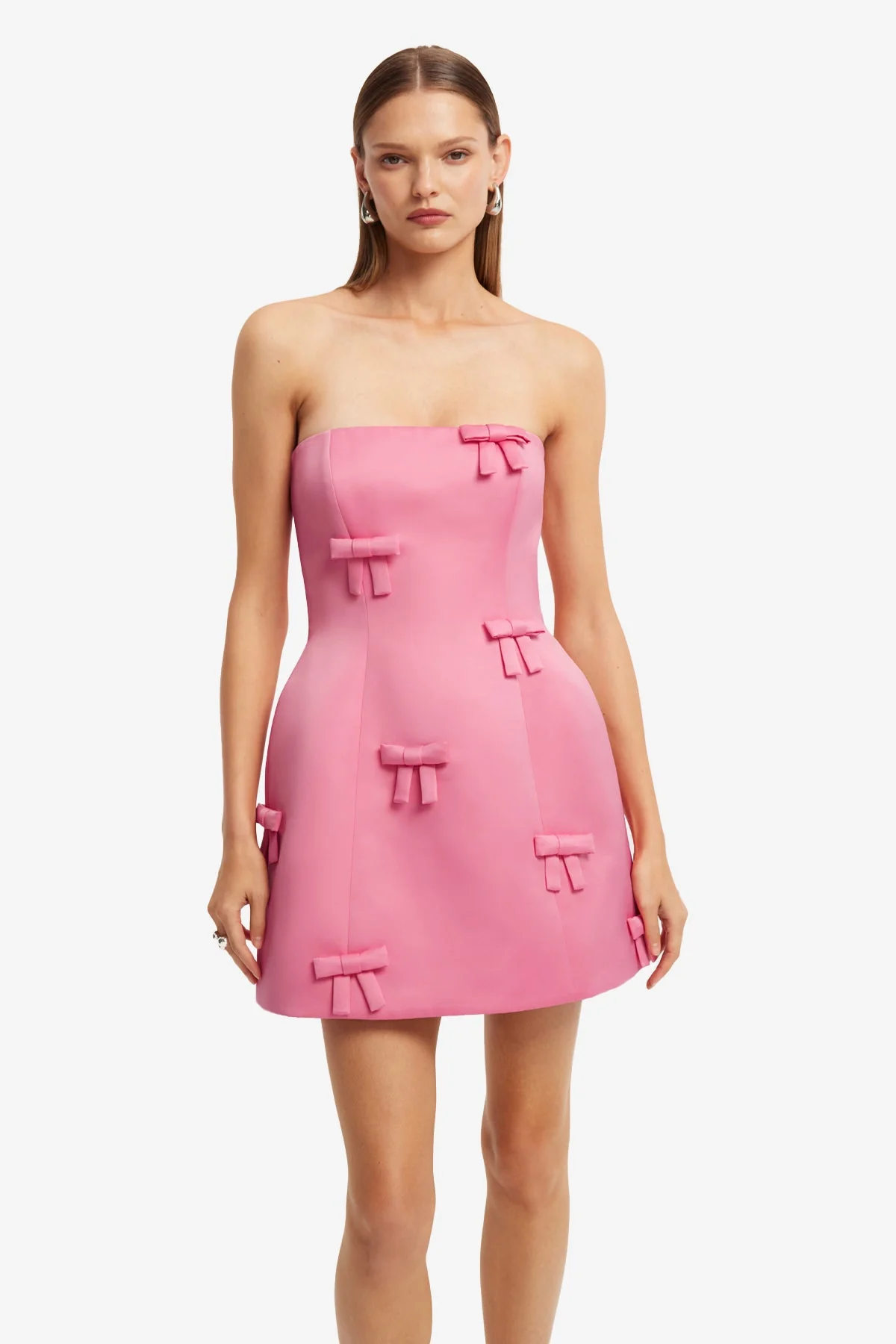 Roselle Bow Mini Dress - Fuchsia