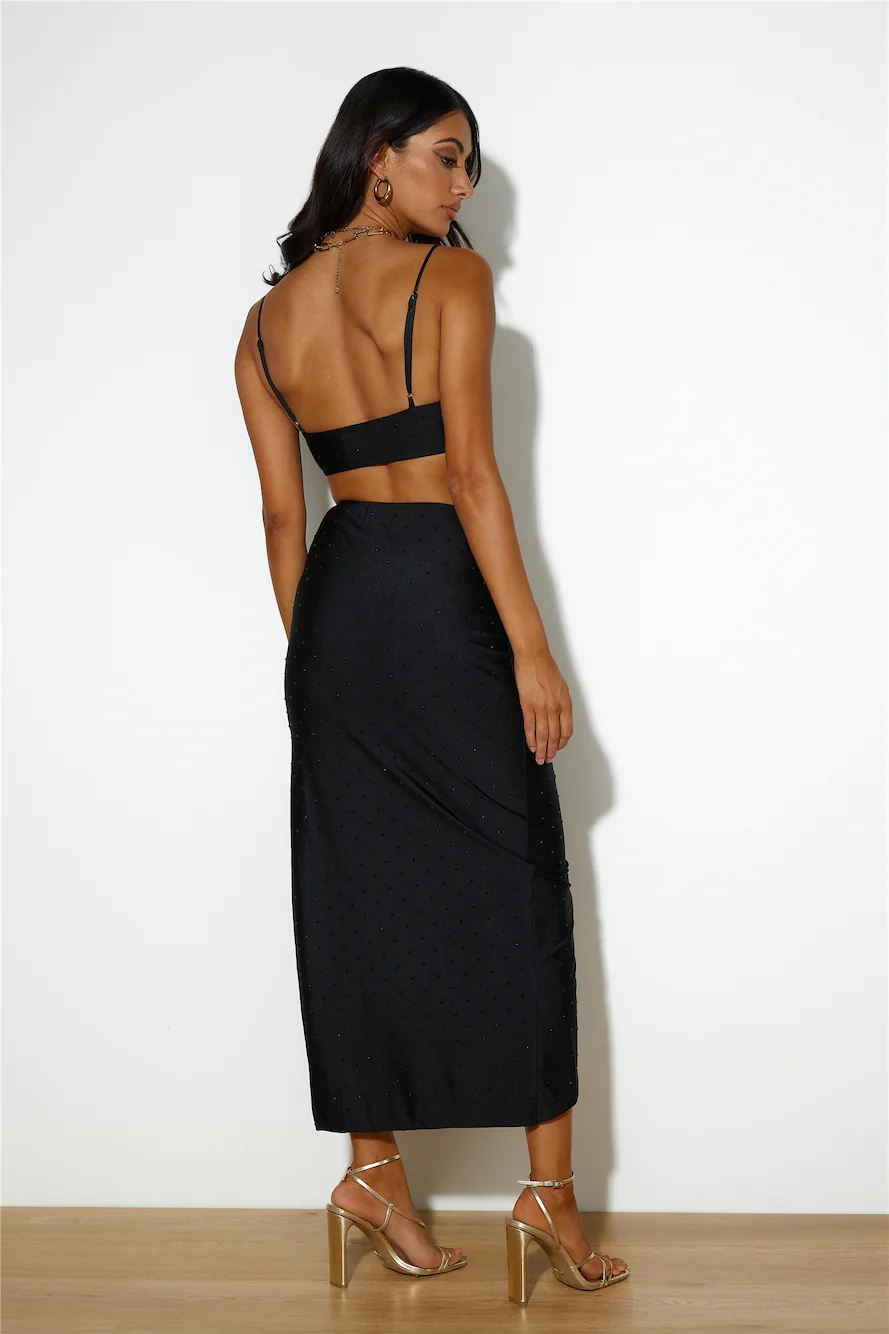 She's Got The Charm Midi Skirt Black