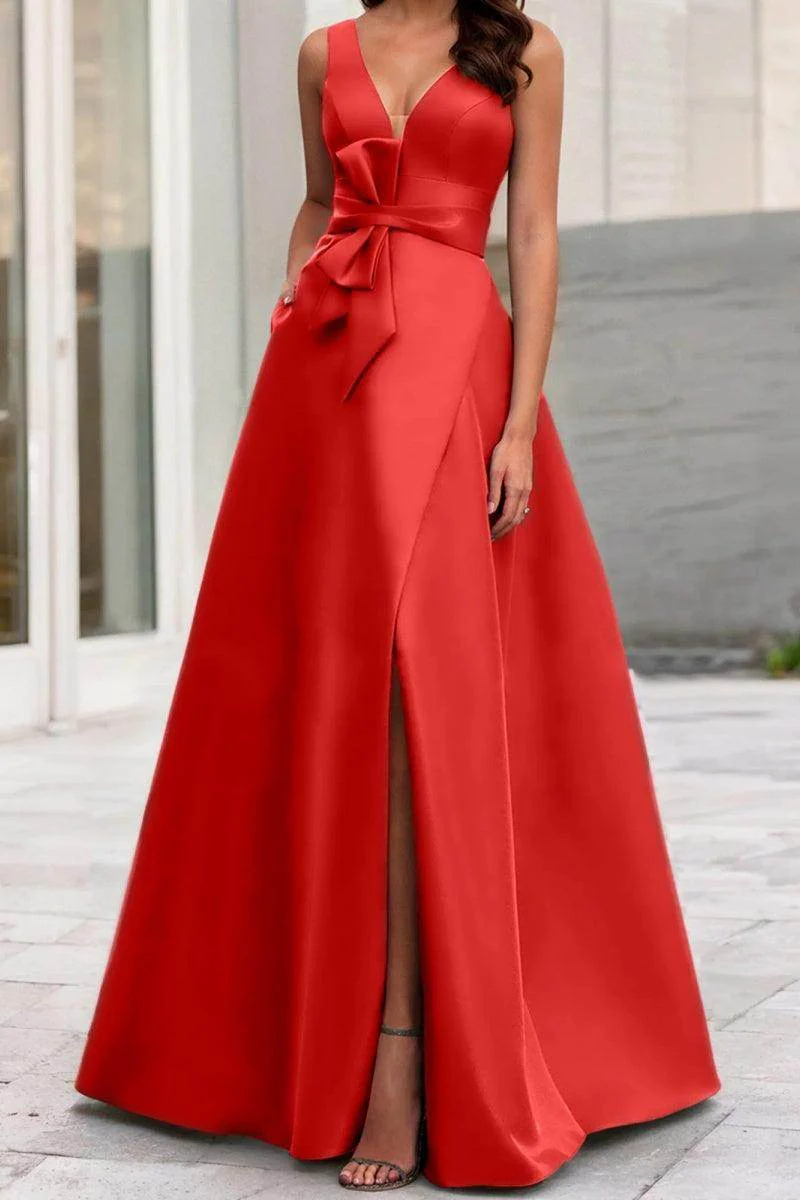 A Line V Neck Sleeveless Mother Of The Bride Dresses CM0341