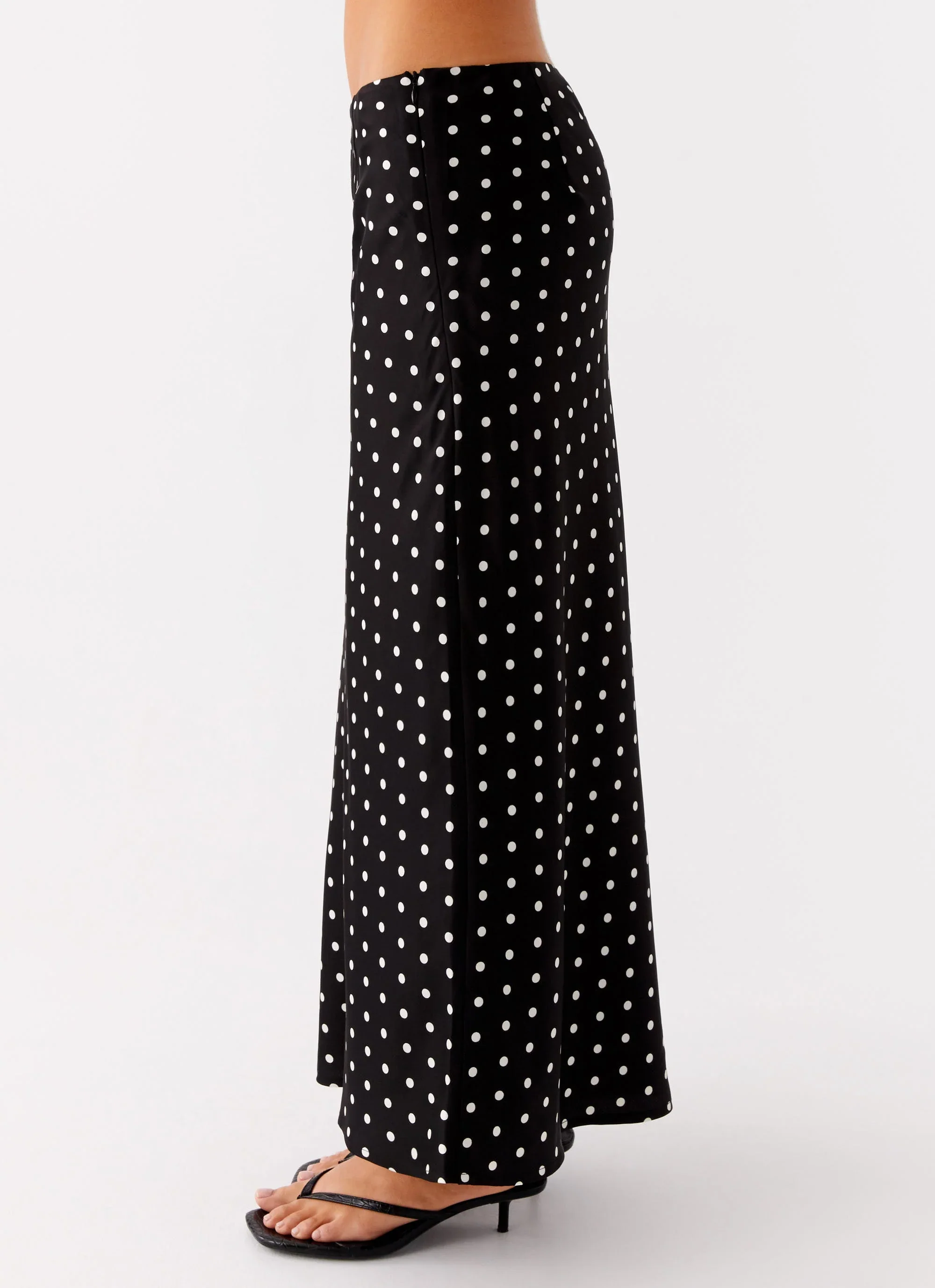 Breanne Midi Skirt - Black Polka Dot - luluinthesky