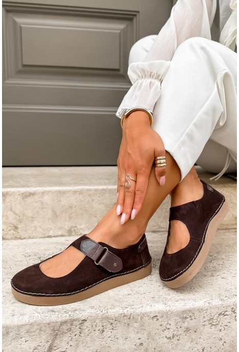 Brązowe zamszowe baleriny barefoot Nayla