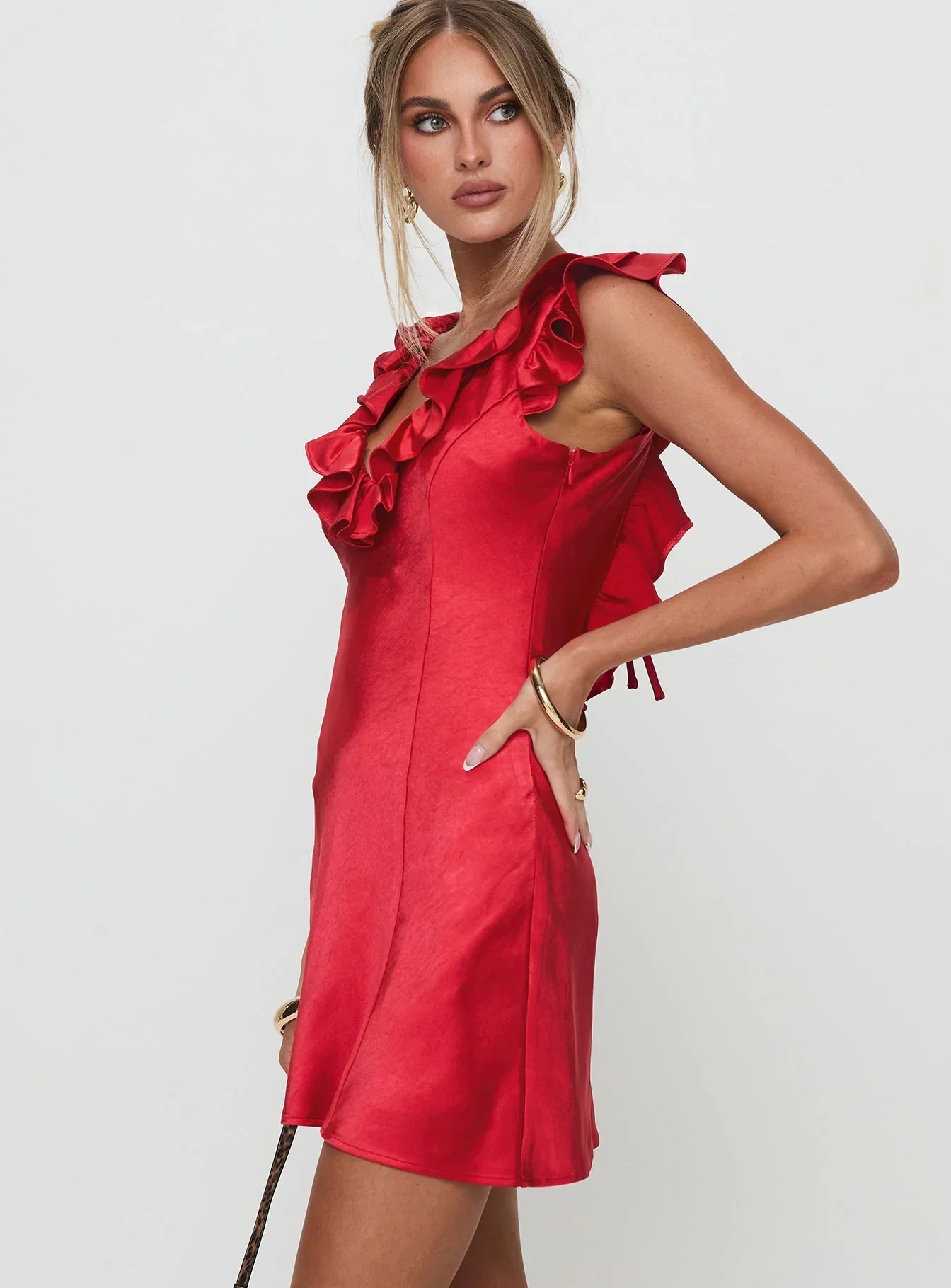 Butacup Frill Mini Dress Red - luluinthesky
