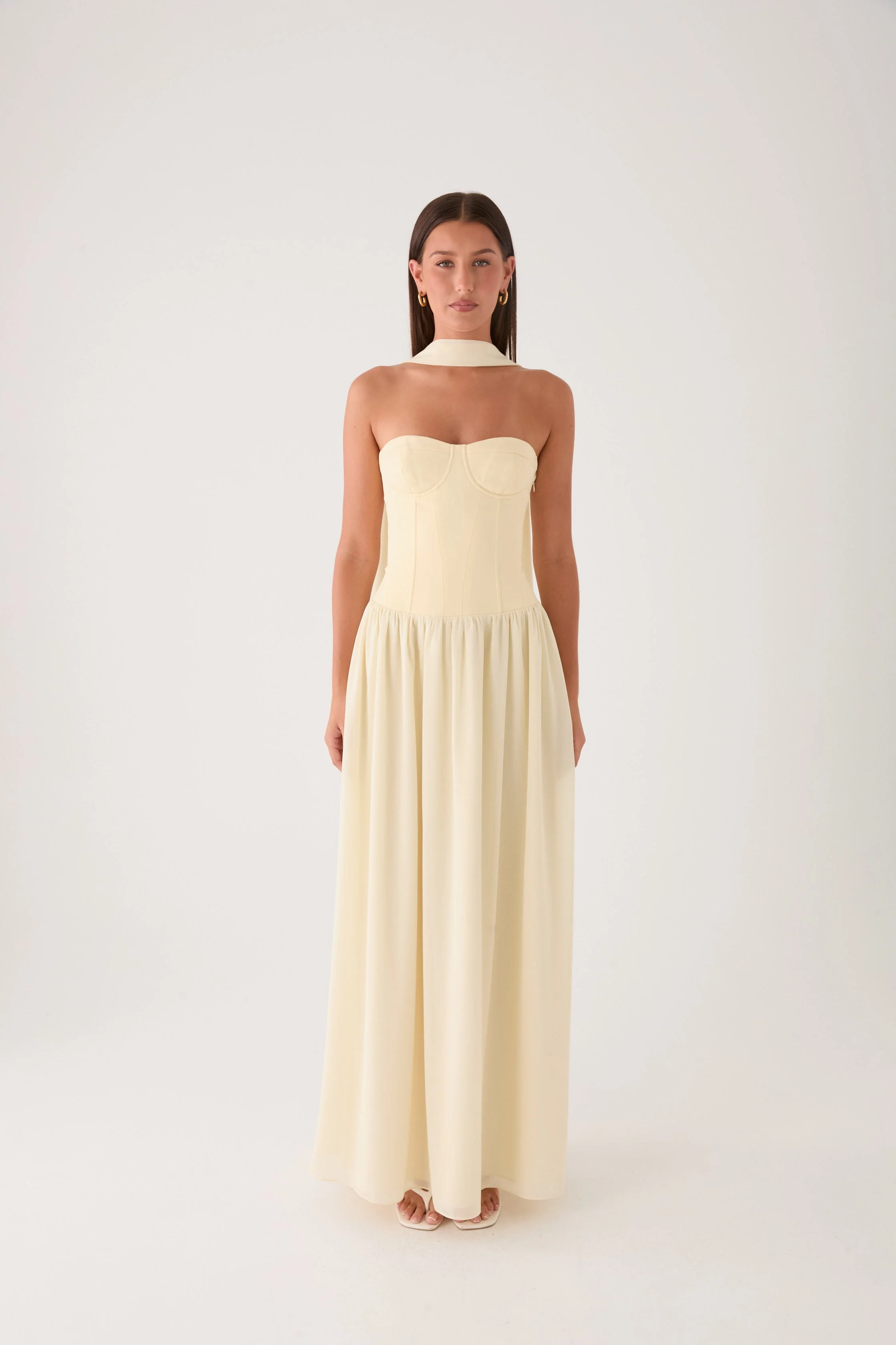 Elianah Scarf Maxi Dress - Yellow - luluinthesky