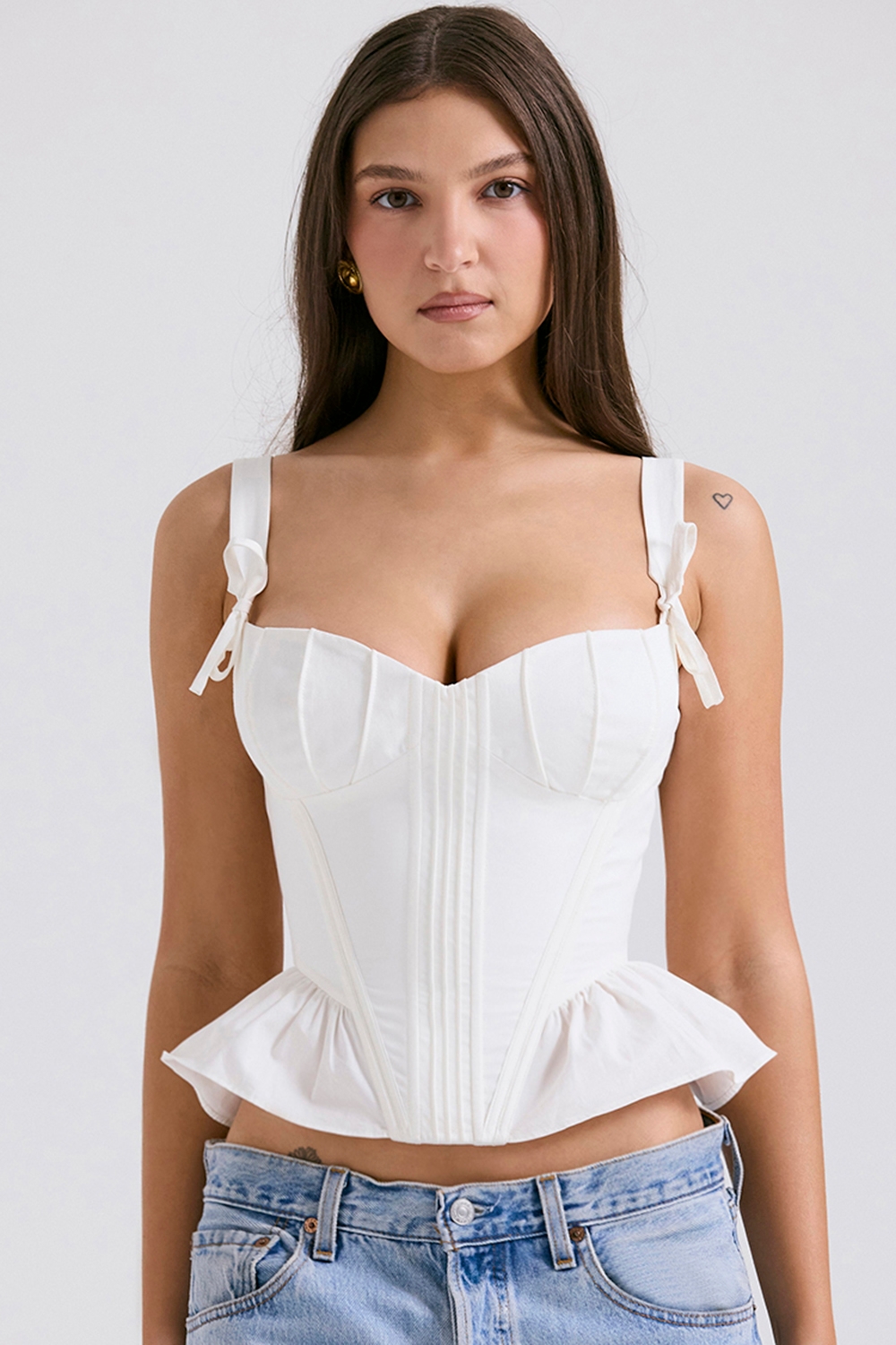 white peplum cotton corset