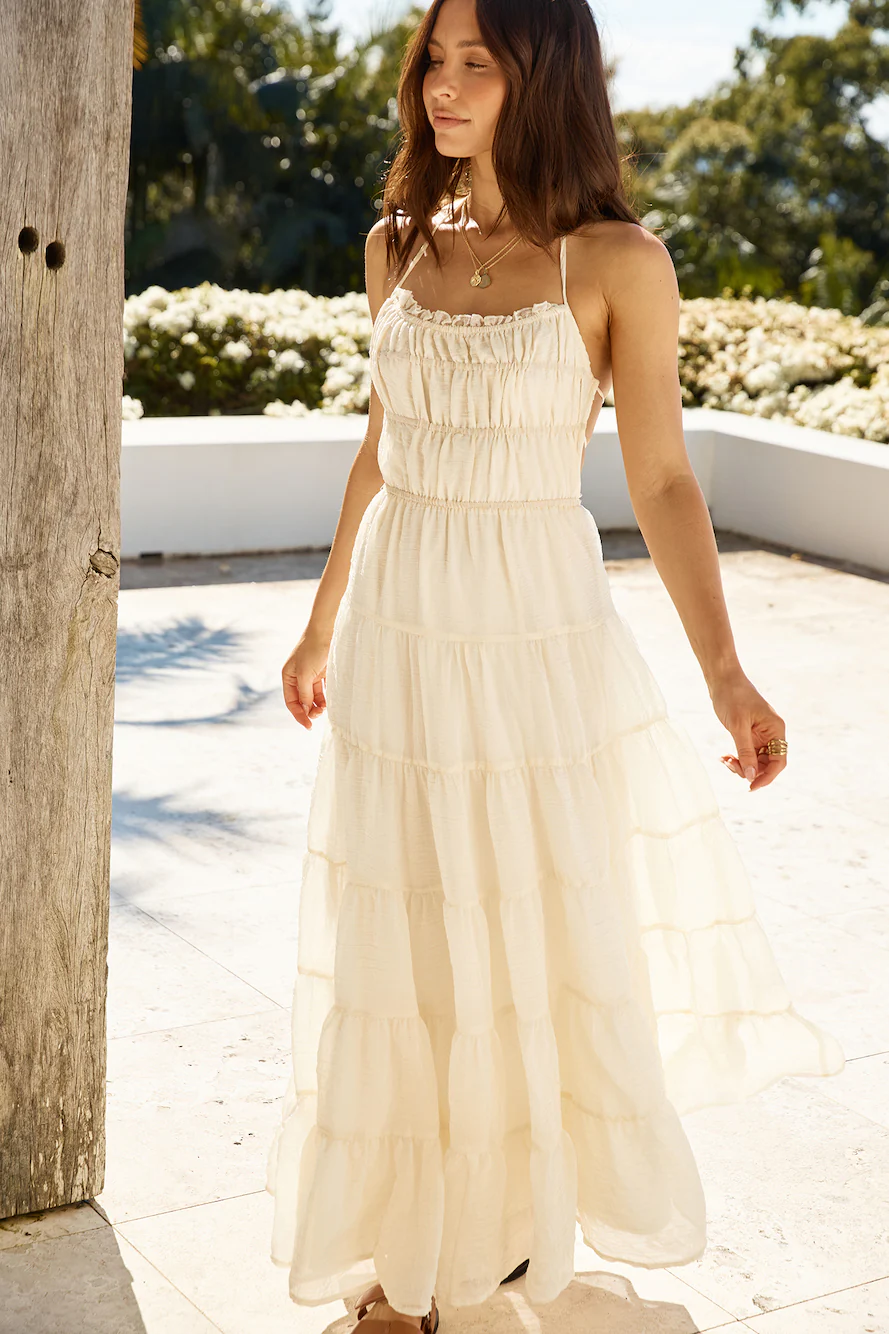 Renaissance Art Maxi Dress Cream