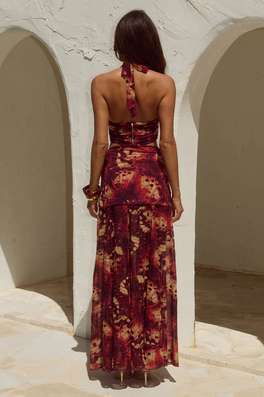 VALLETTA DEEP-V HALTER TOP - ELIANA RED