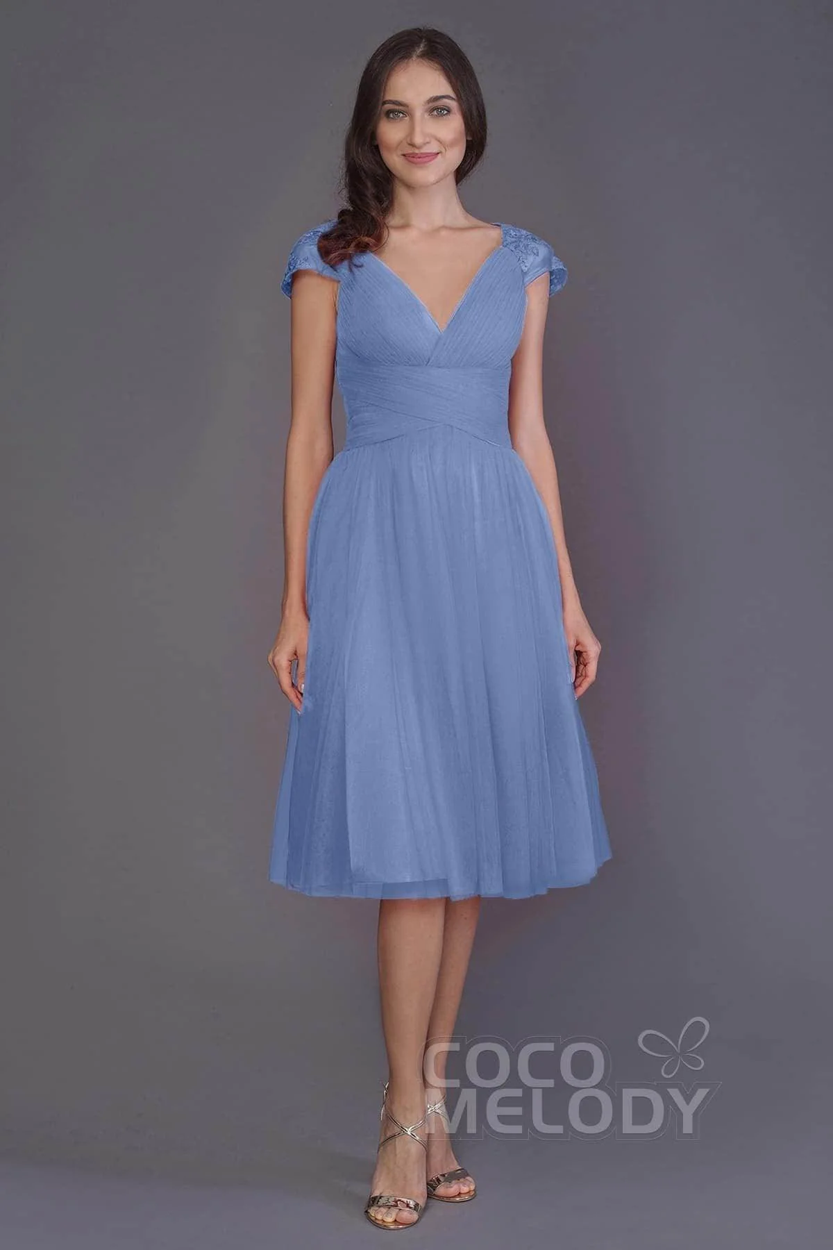A-Line Knee Length Tulle Bridesmaid Dress PR3515