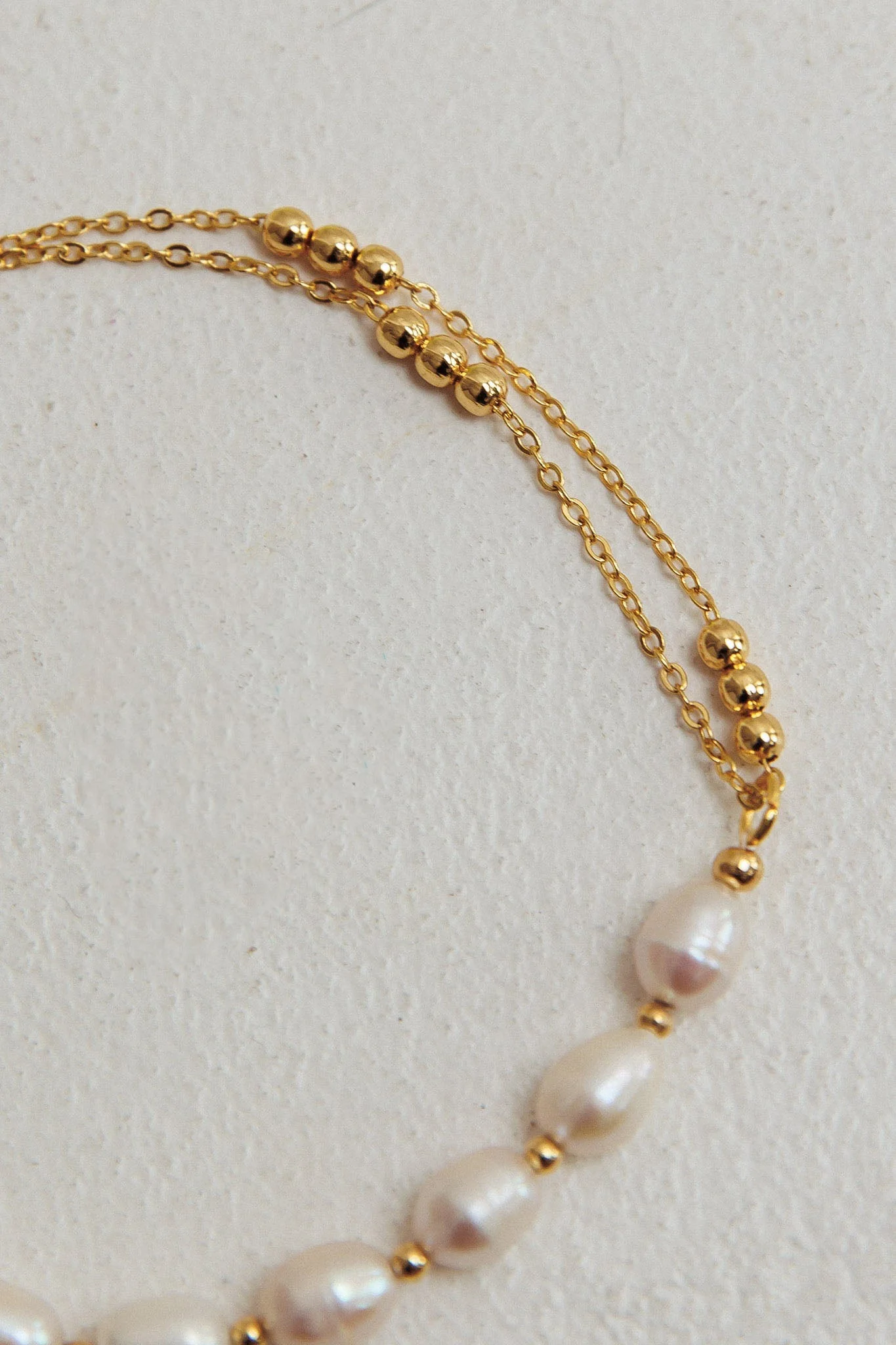 Polaris Freshwater Pearl Double Chain Bracelet Gold