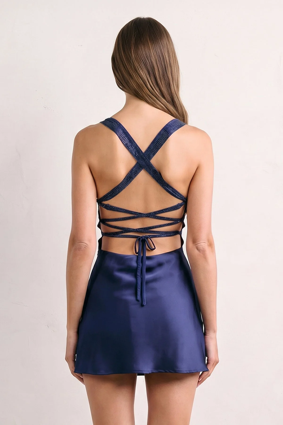 Navy Blue Sweetheart Satin Sheath Mini Homecoming Dress With Beading