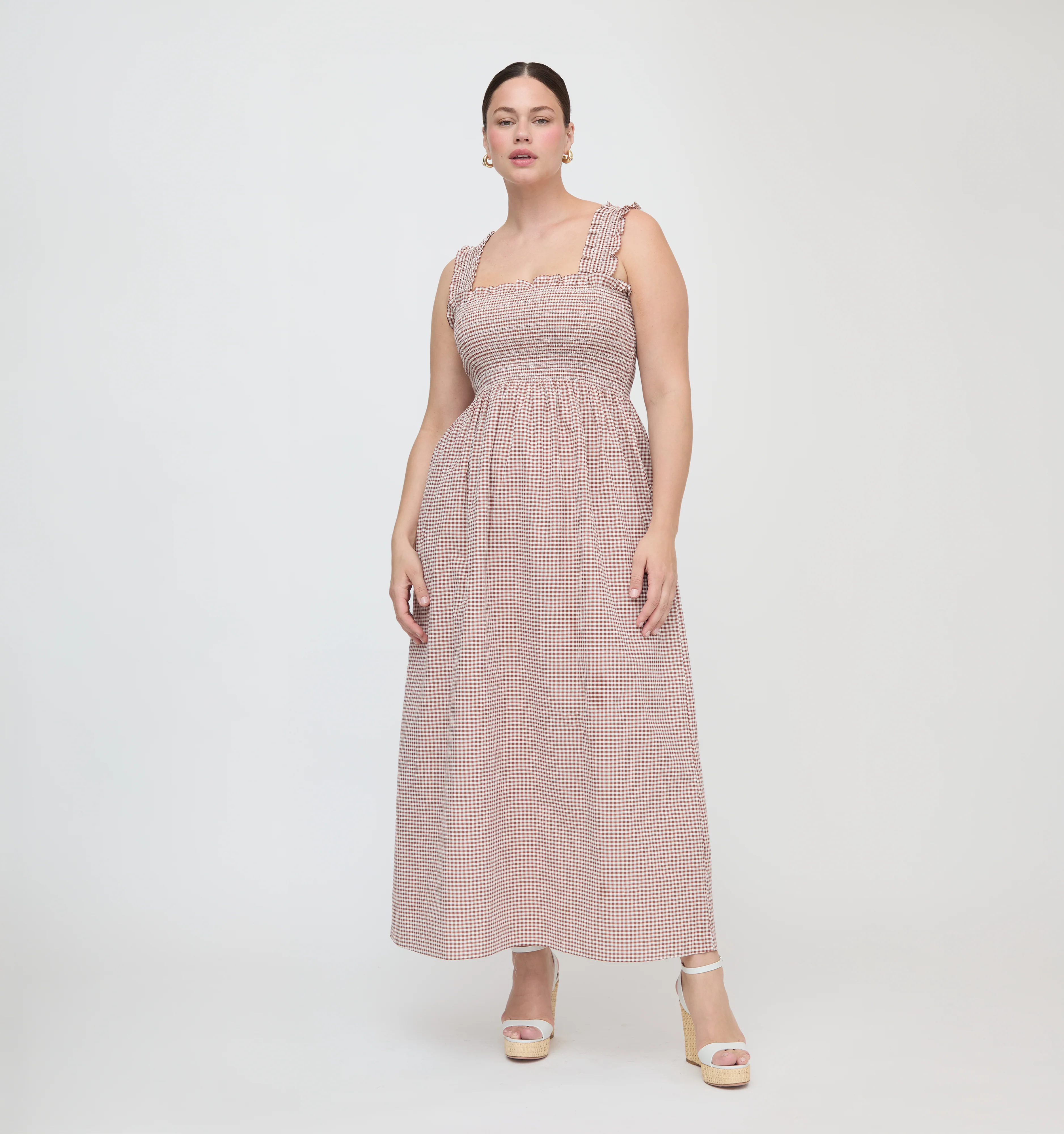 The Ashlyn Nap Dress - Cognac Gingham