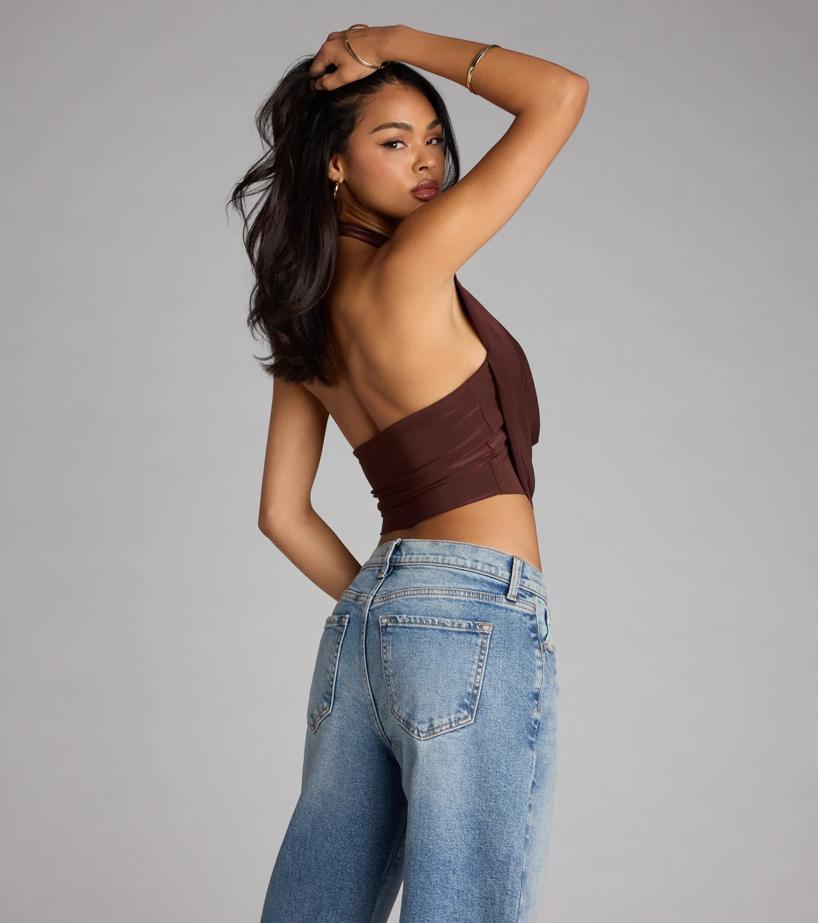 Take The Plunge Sleeveless Halter Crop Top - luluinthesky
