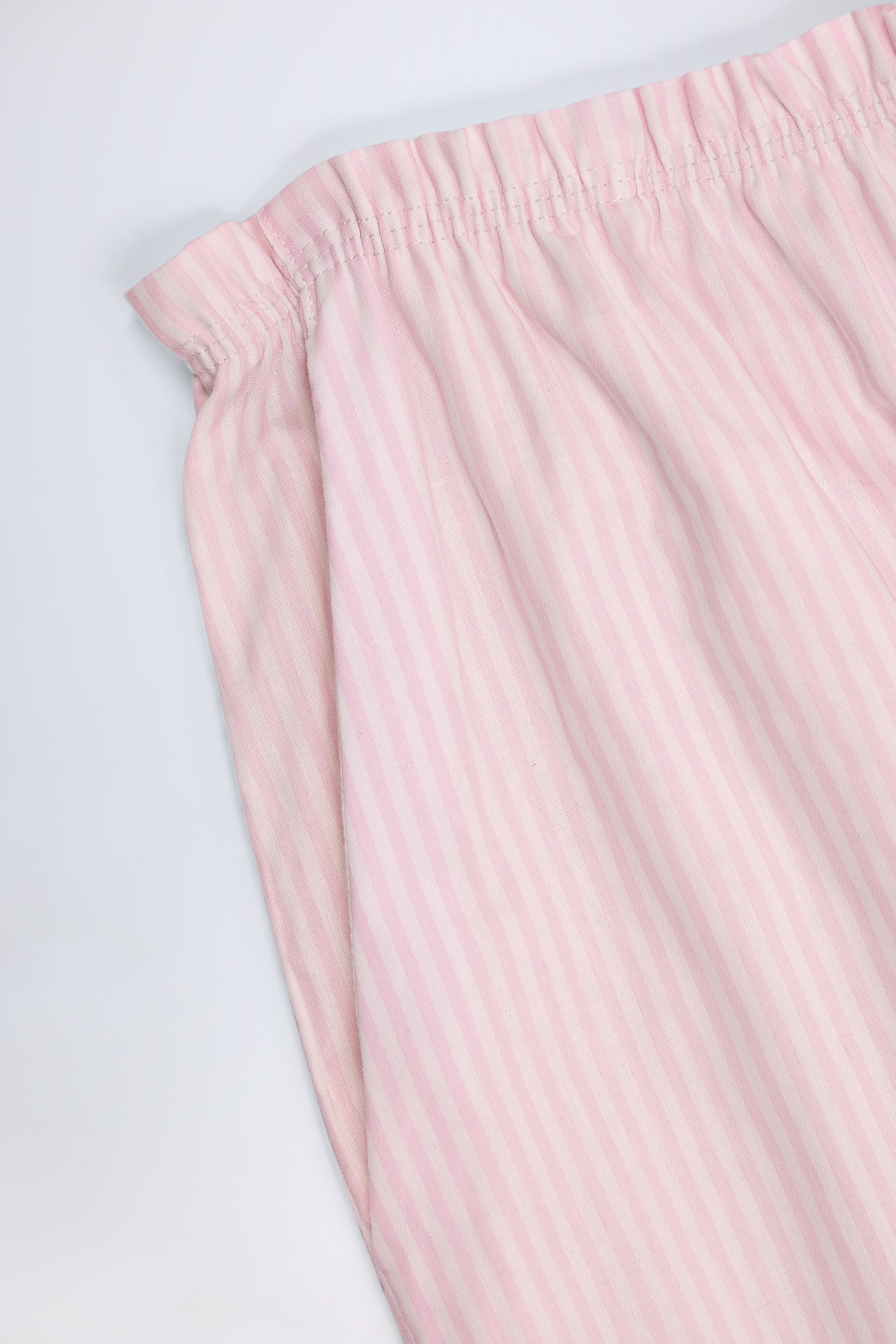 Wide-Leg Cotton-Poplin Trousers in Pink White Stripe