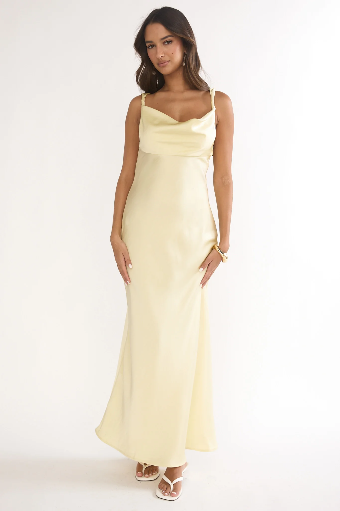 Limelight Luxe Triple Strap Back Maxi Dress Butter - luluinthesky
