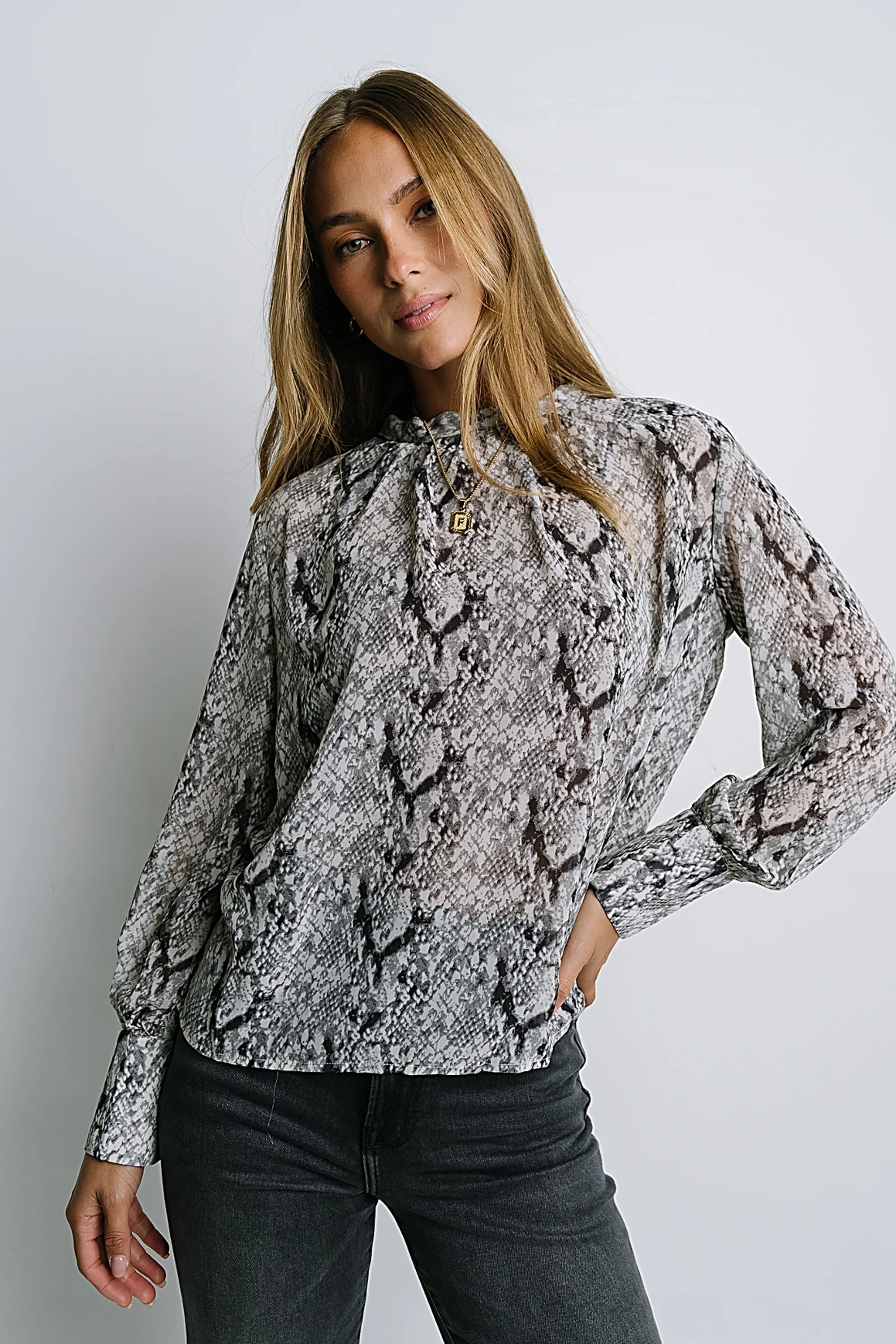 Camille Sheer Blouse in Snake