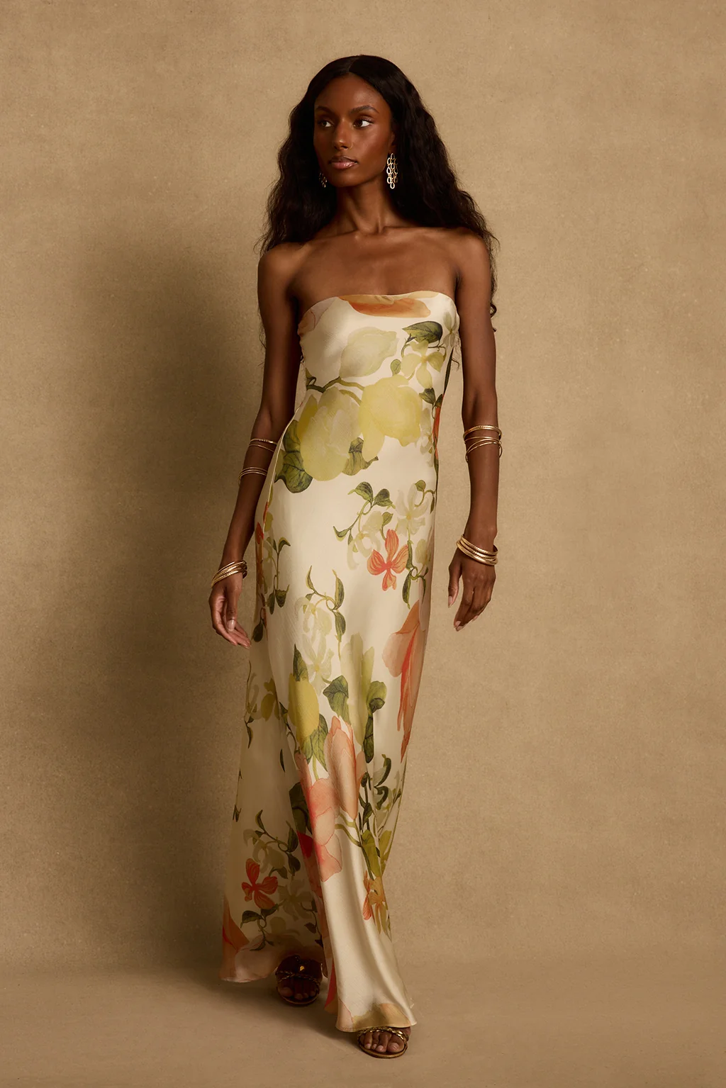 Camille Floral Strapless Maxi Dress