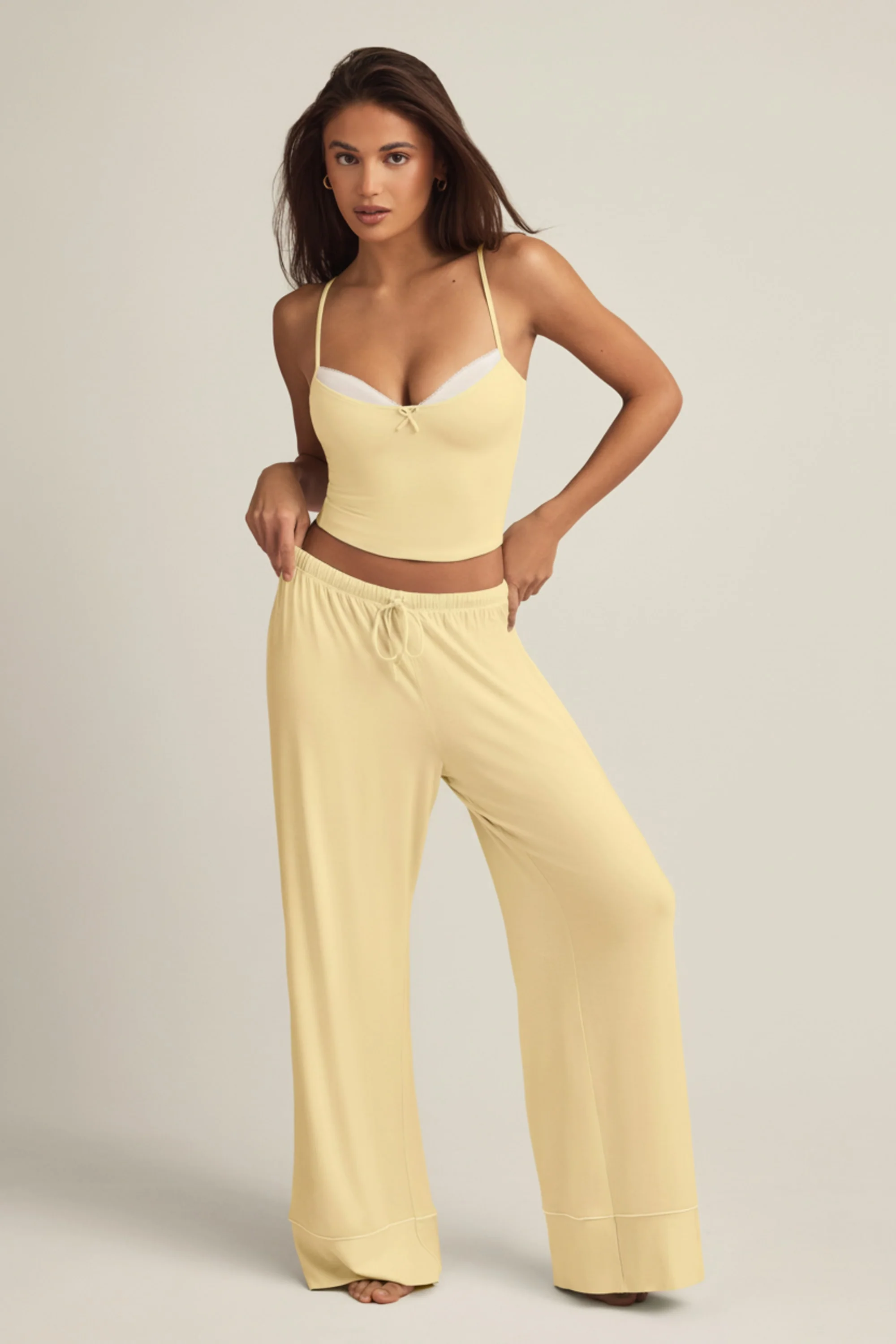 Modal Mid-Rise Pyjama Trousers in Pastel Yellow