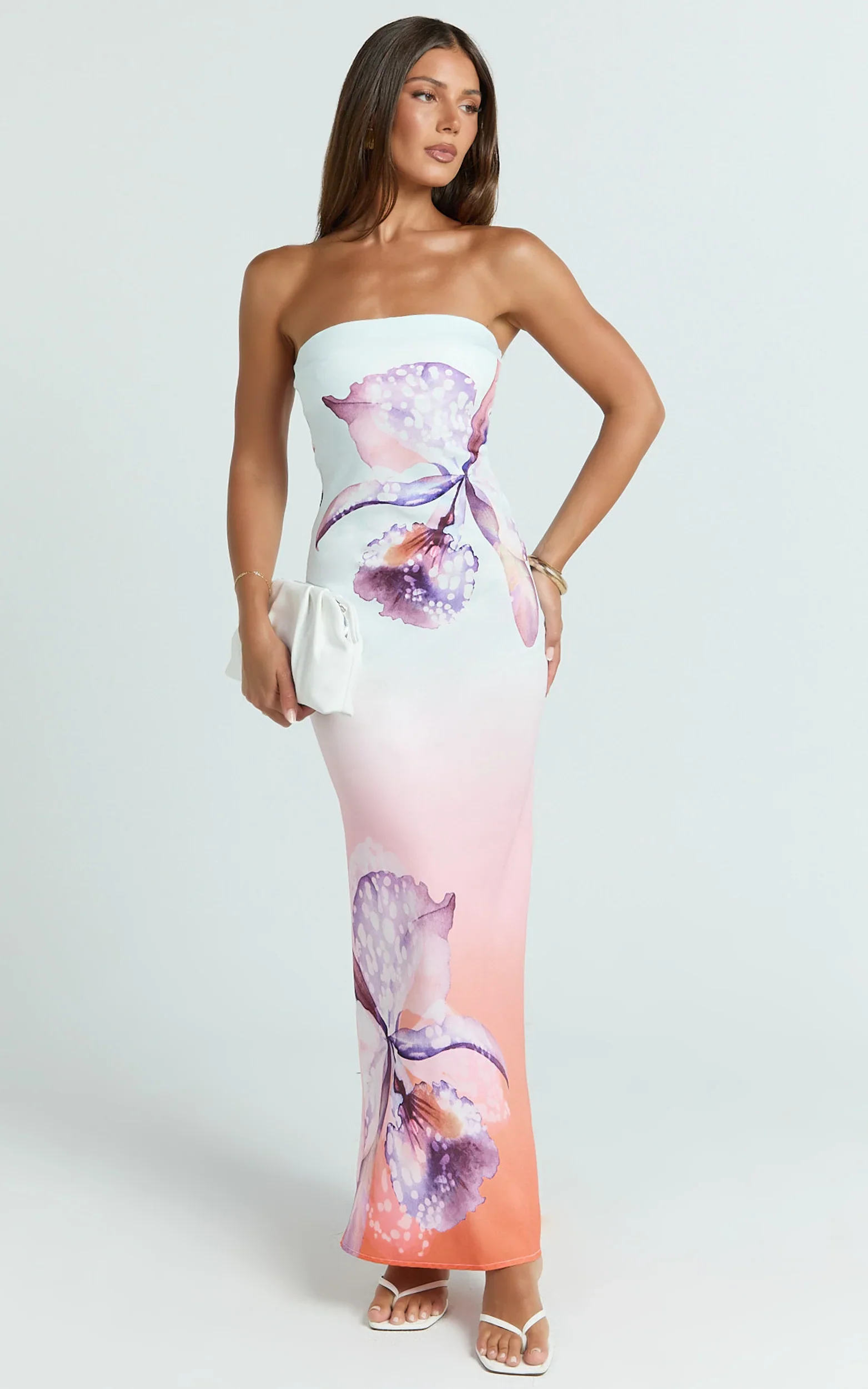 Elouise Maxi Dress - Strapless Dress in Orchid Ombre