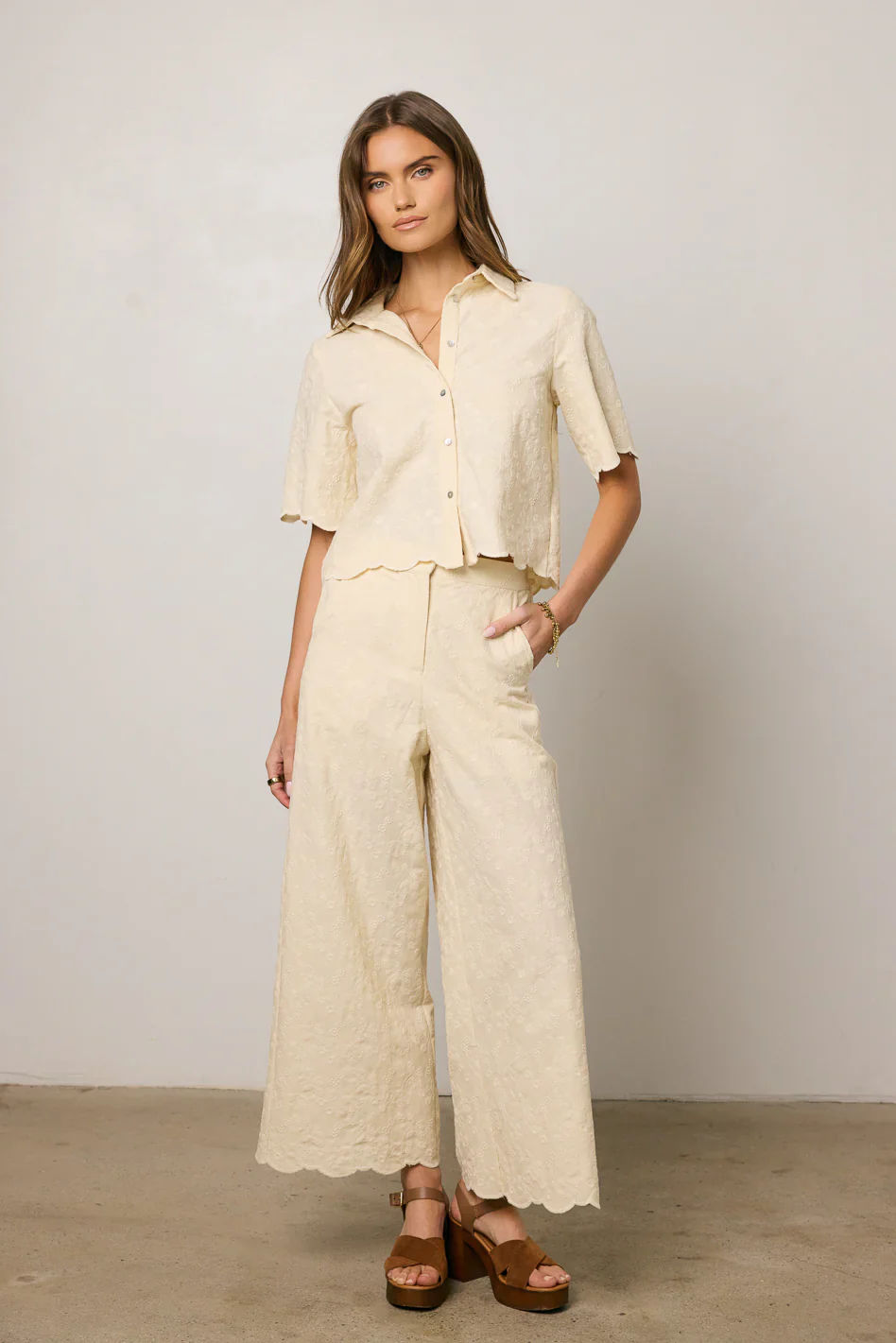 Perrie Floral Button Up in Cream