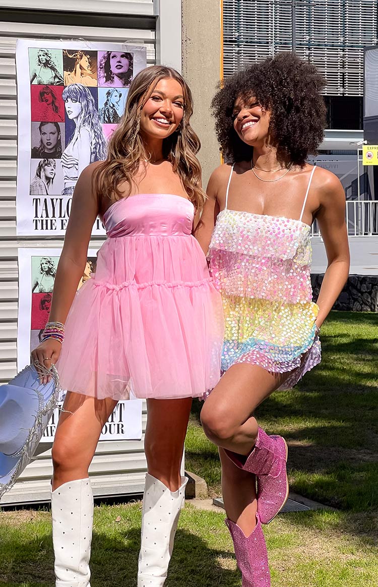 Darcy Rainbow Sparkle Mini Dress - luluinthesky