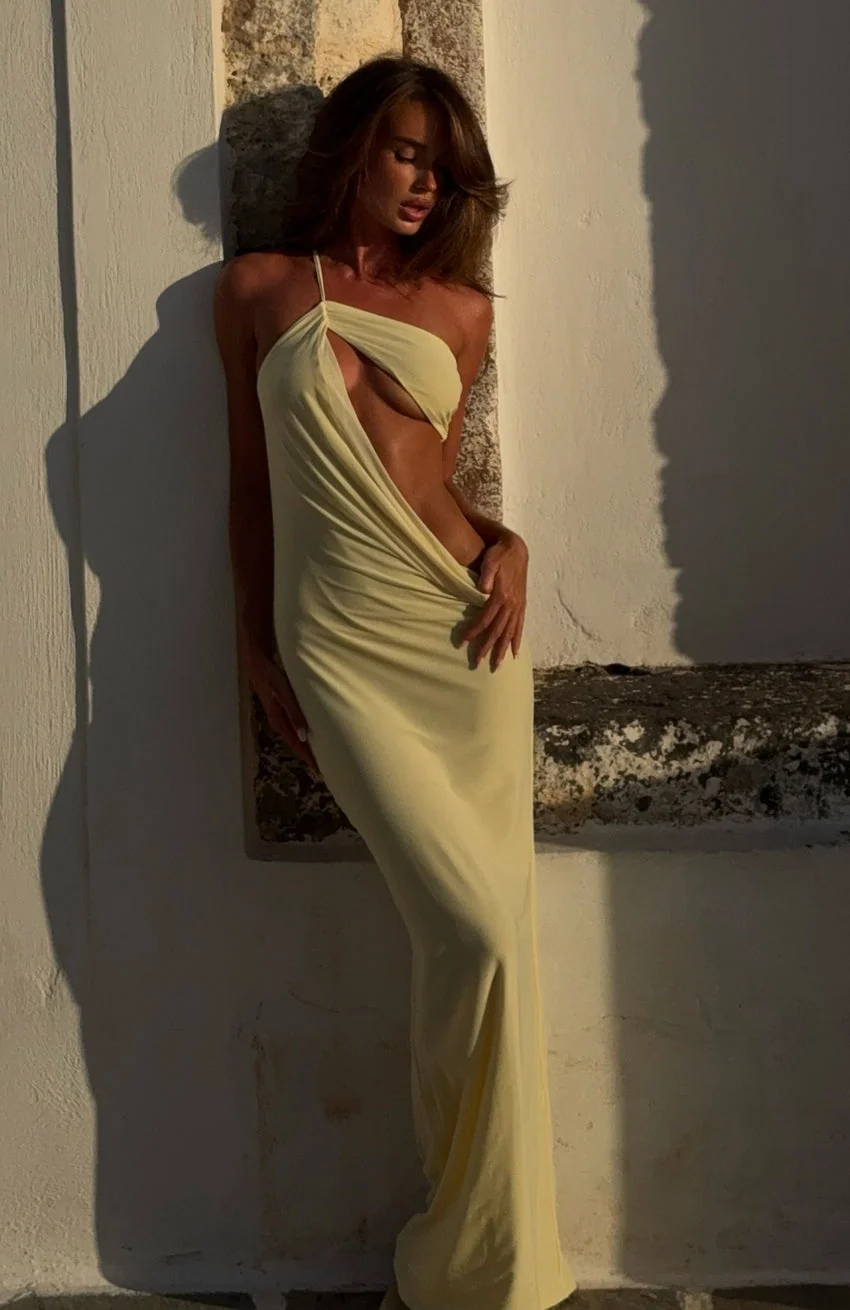 Monaco Moment Maxi Dress Lemon - luluinthesky