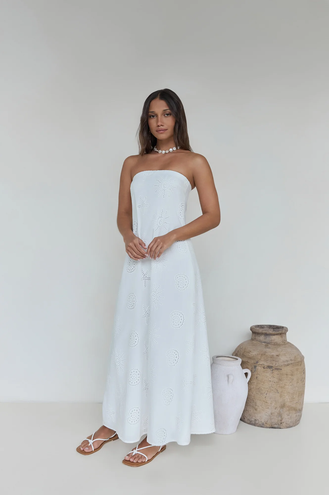 Heart To Heart Strapless Maxi Dress White - luluinthesky