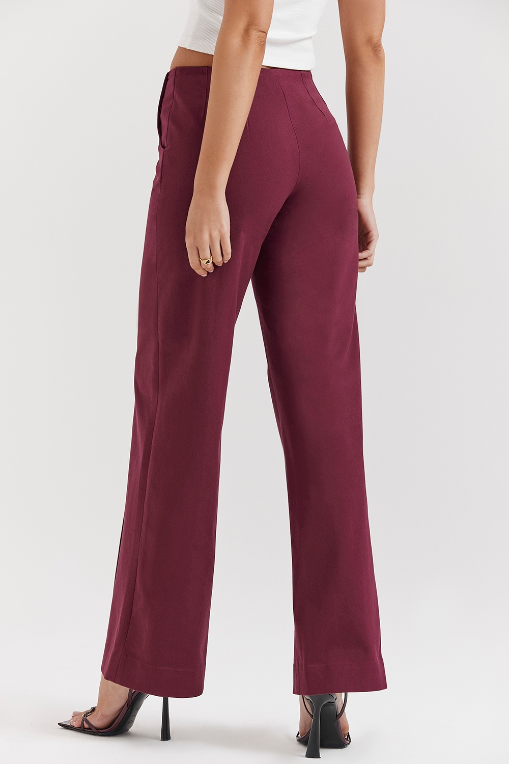 Wine Straight Leg Trousers