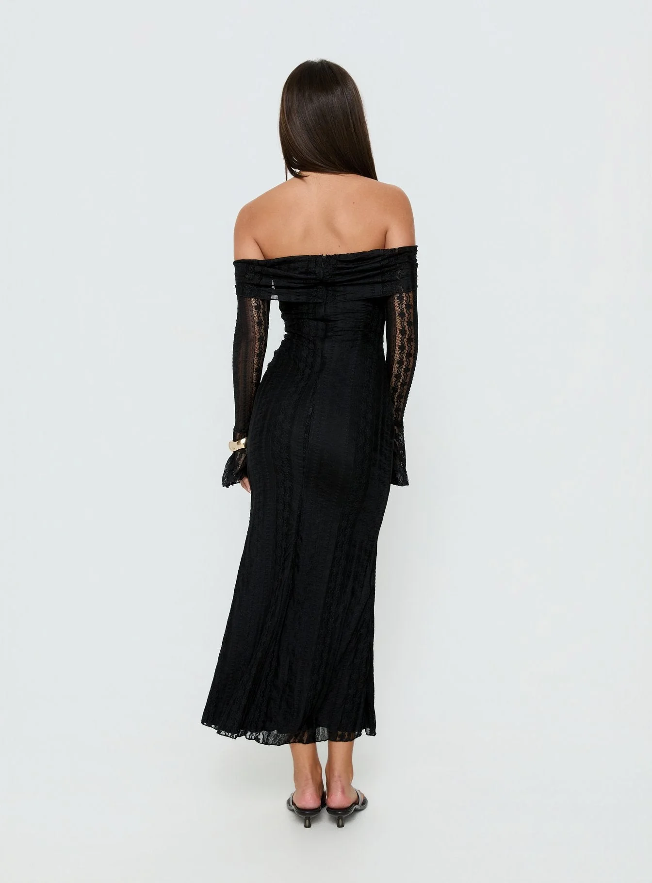 Perdita Long Sleeve Lace Maxi Dress Black