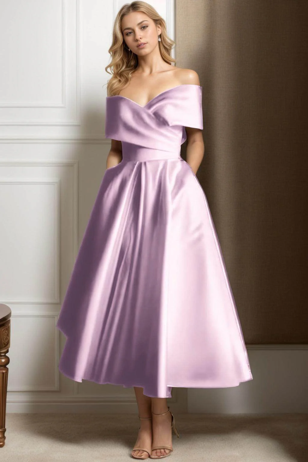 A-Line Ankle Length Satin Graduation Dresses CS0564