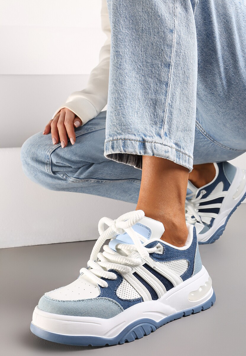 Różowe Sneakersy na Grubej Podeszwie z Brokatem Lenema