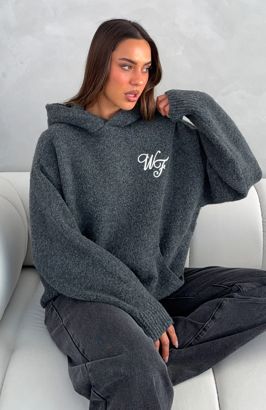 Benedita Hooded Knit Sweater Grey