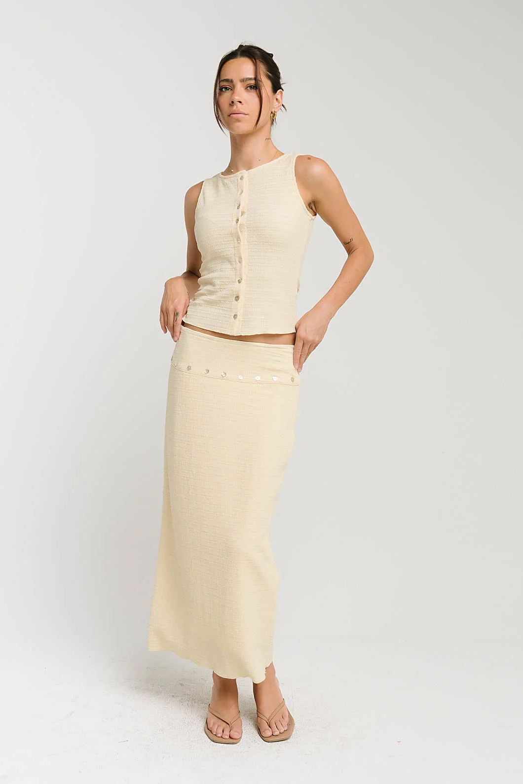 Clara Textured Button Up Tank