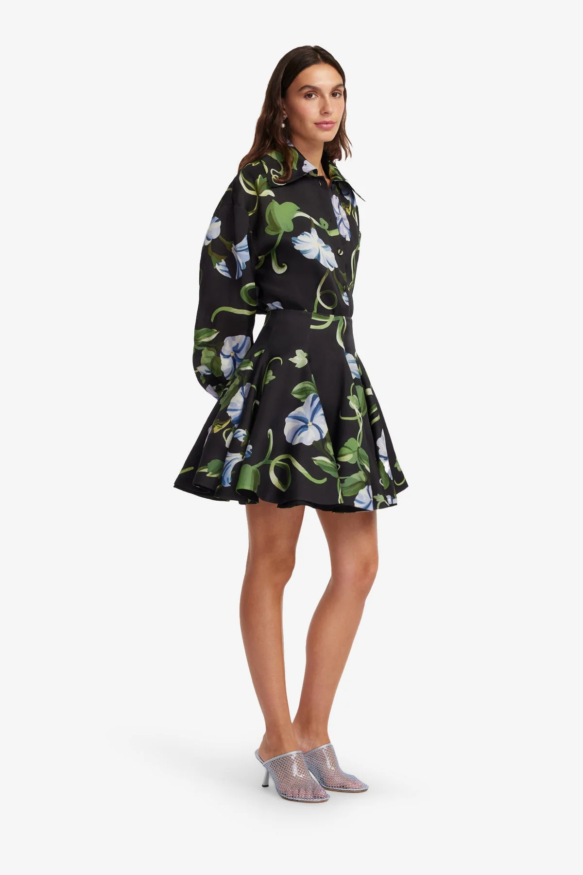 Kaity Skirt - Vine Print in Ebony