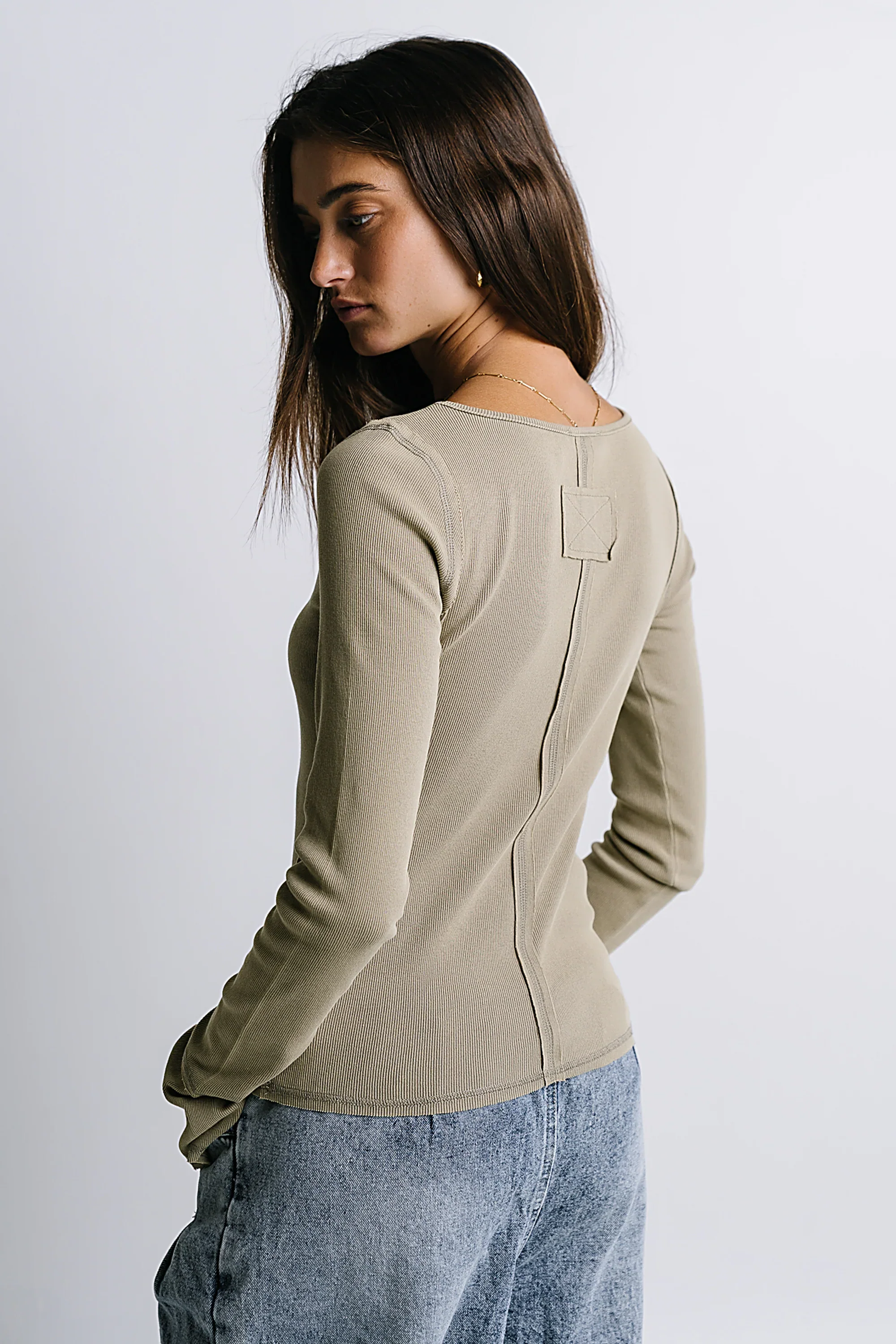 Toby Ribbed Top in Olive