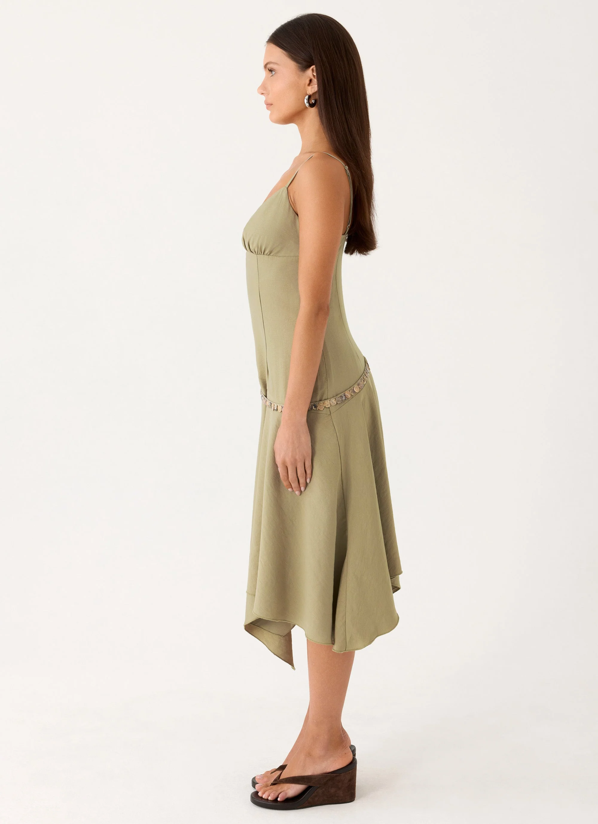 Lazure Midi Dress - Pale Olive