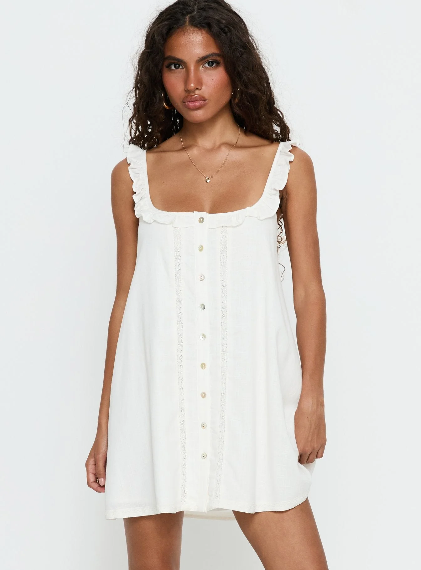 Malinda Babydoll Mini Dress White