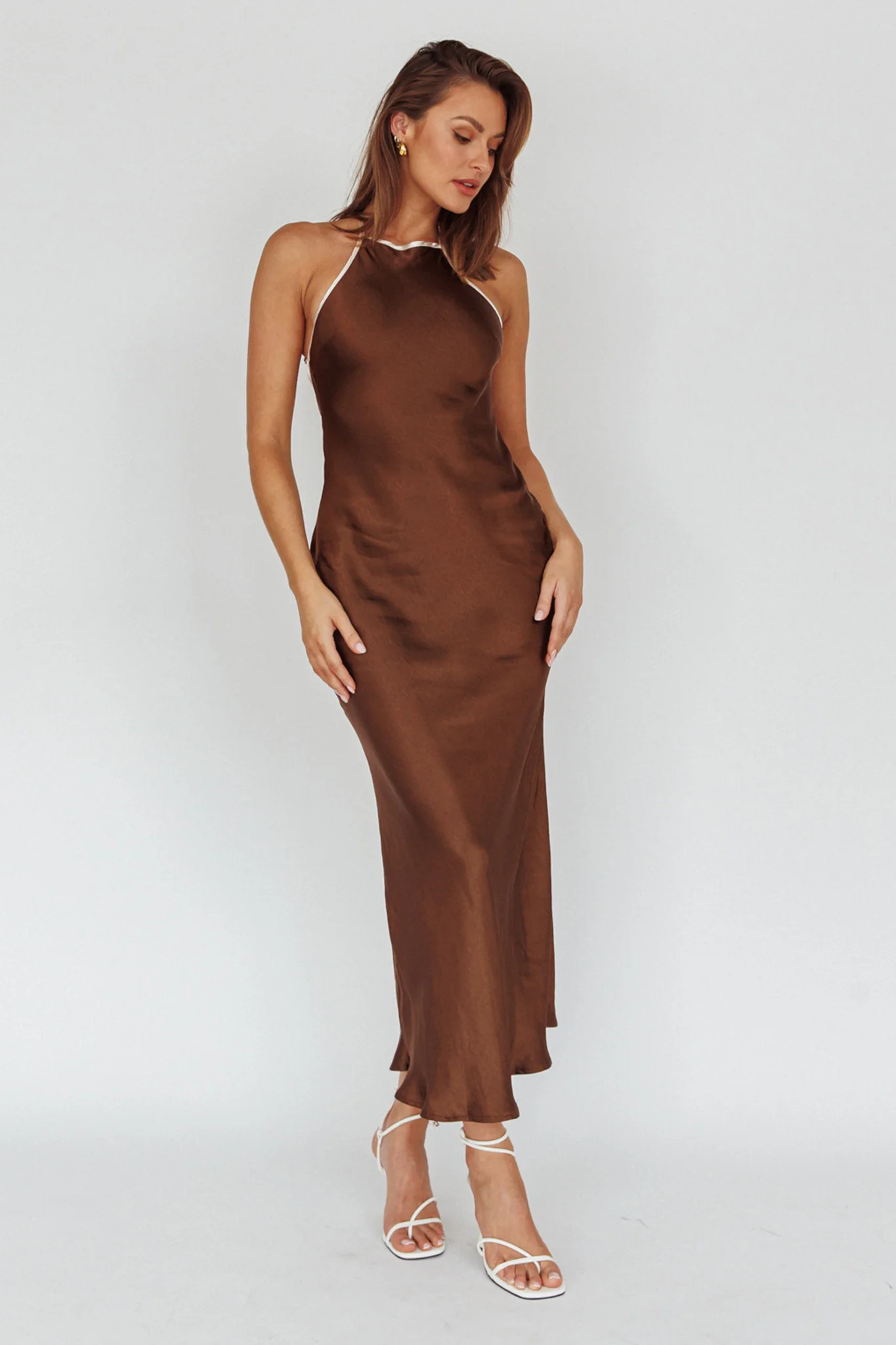 Midsomer Dawn Criss-Cross Back Maxi Dress Chocolate