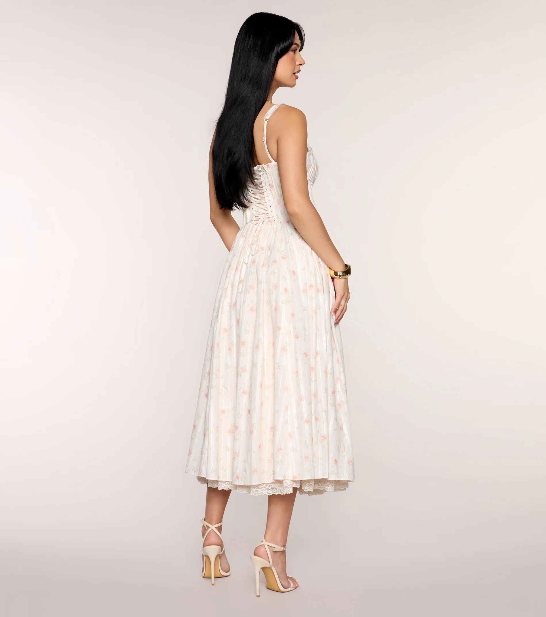 Francine Floral A-Line Midi Formal Dress