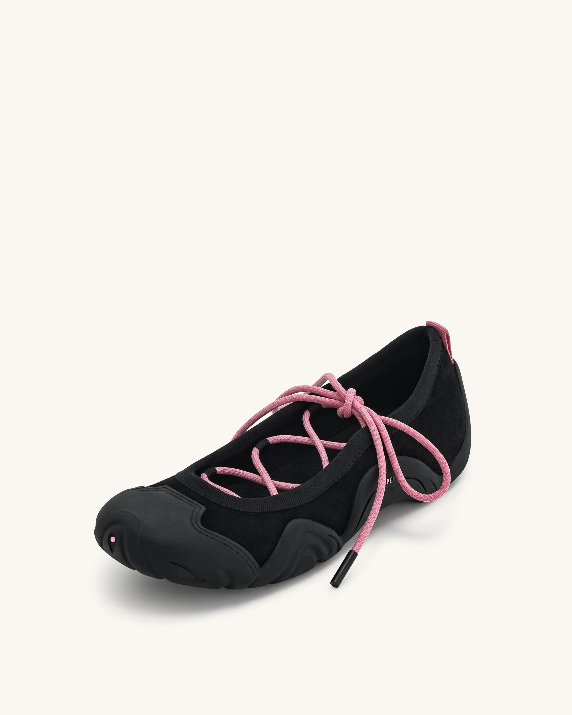 Caitlin Lace-up Ballerina Sneakers  - Black