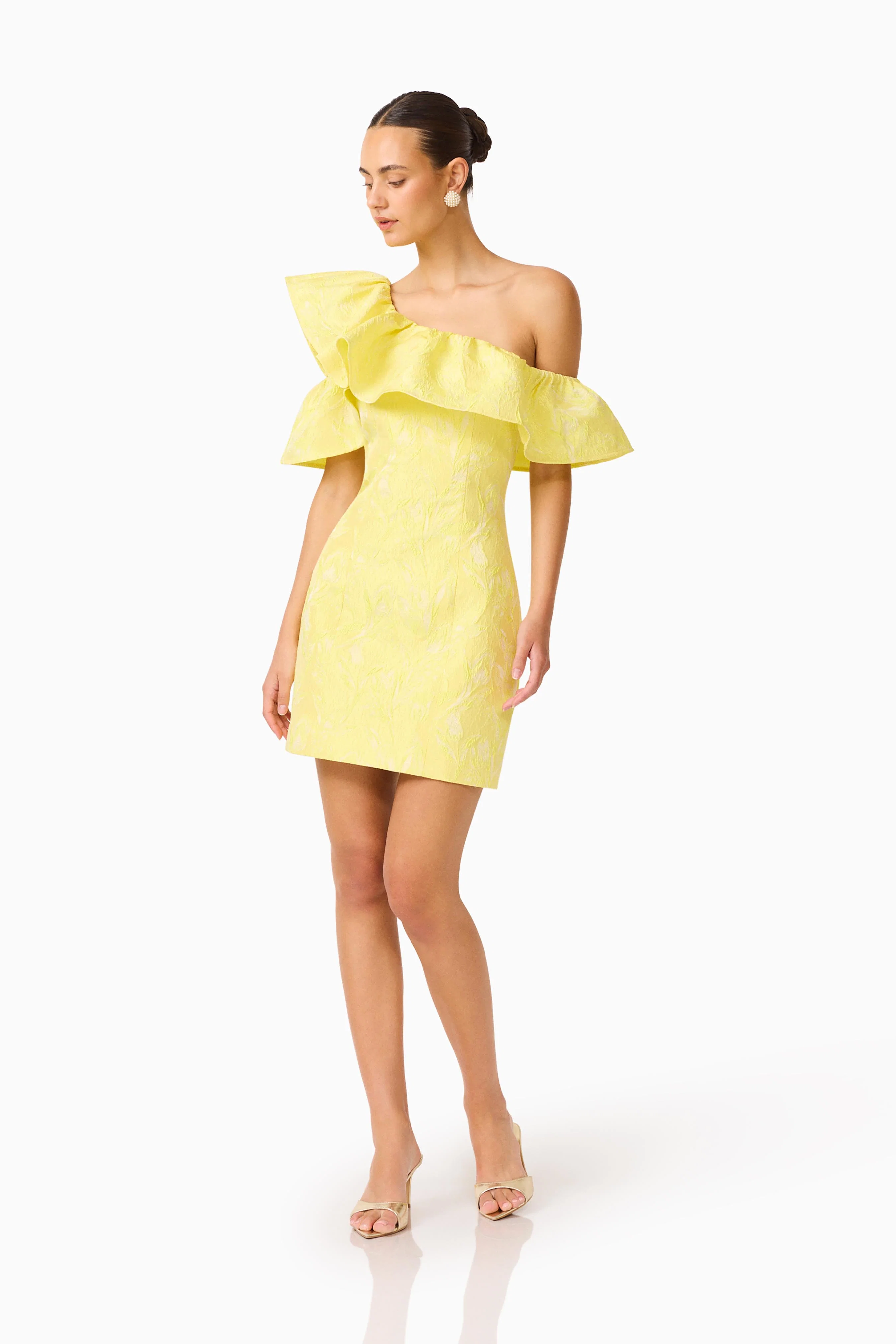 Luella One Shoulder Mini Dress in Yellow
