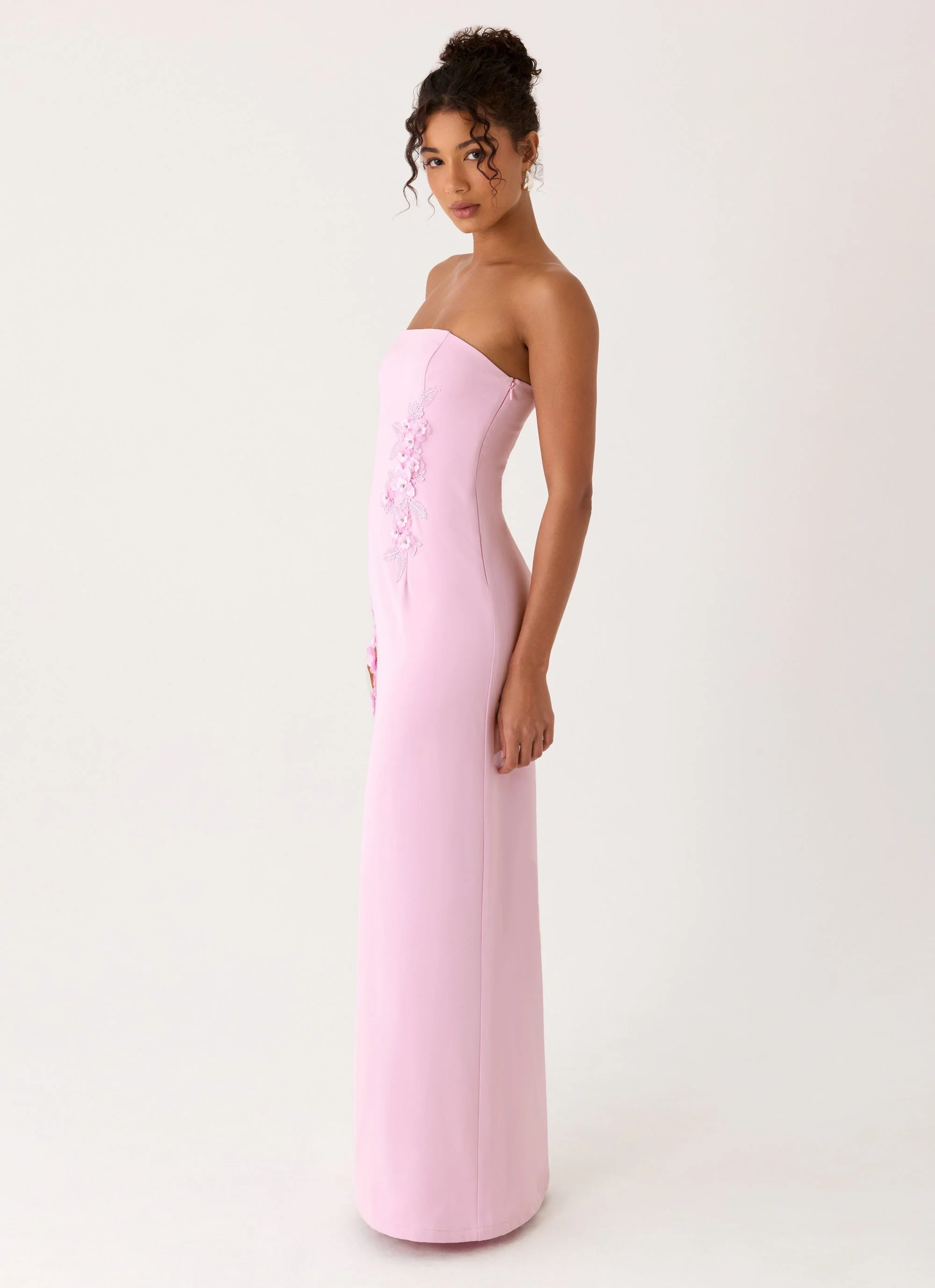Monelise Strapless Maxi Dress - Pink - luluinthesky
