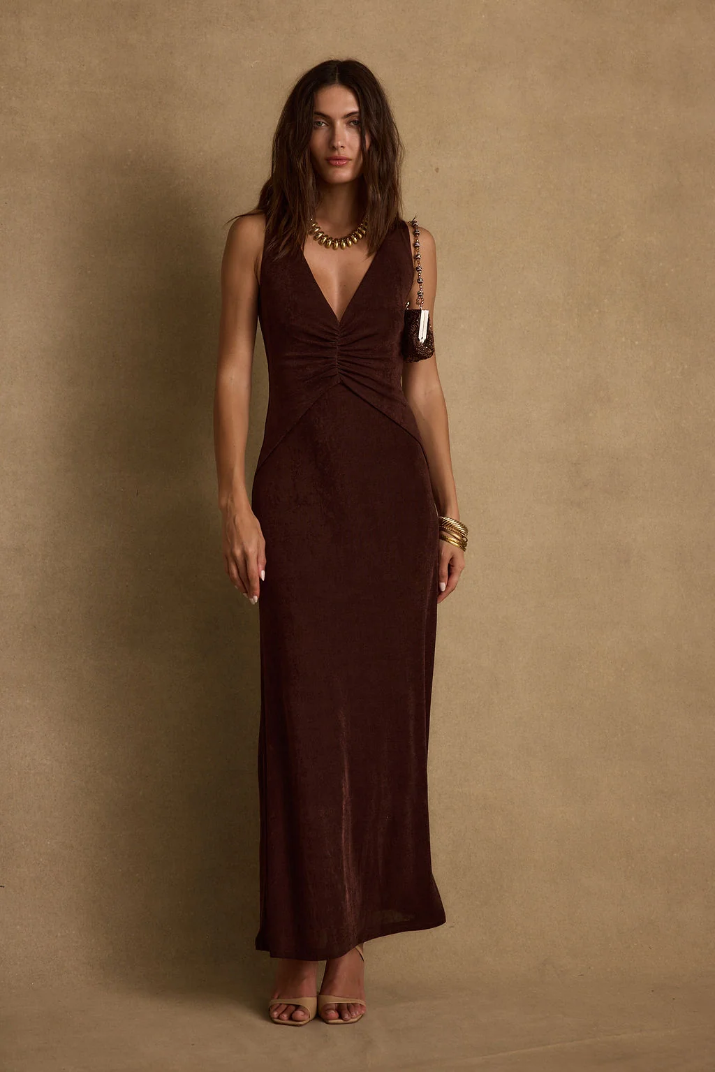 Reese Espresso Slinky Maxi Dress