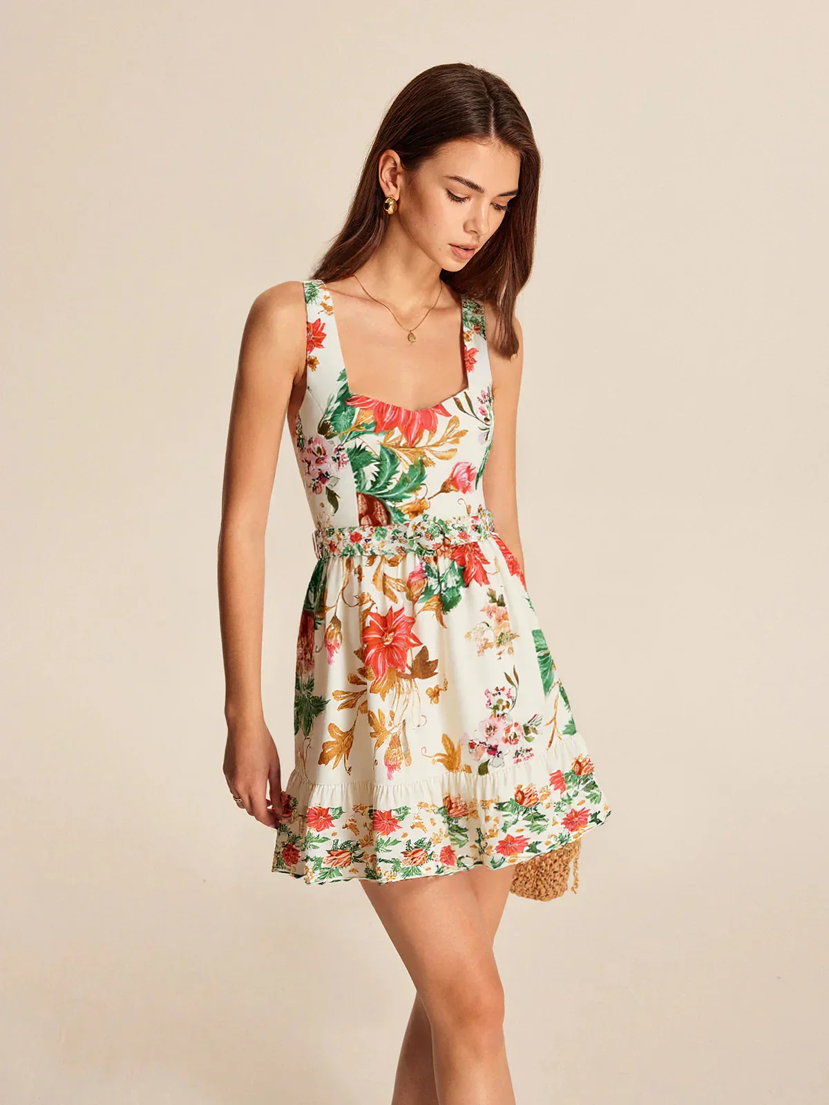 Floral Print Sleeveless Mini Dress - luluinthesky