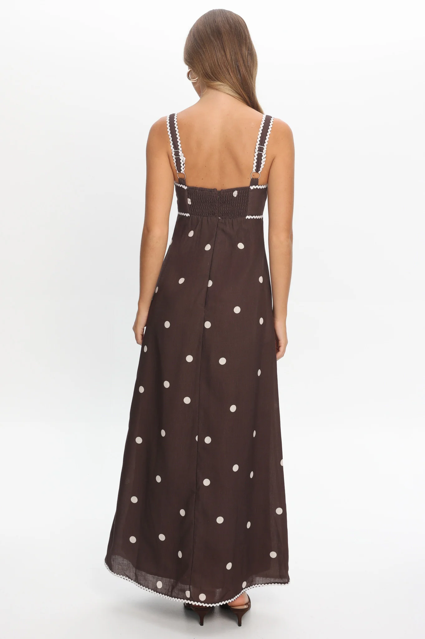 Teena Square Neckline Maxi Dress Print Chocolate - luluinthesky