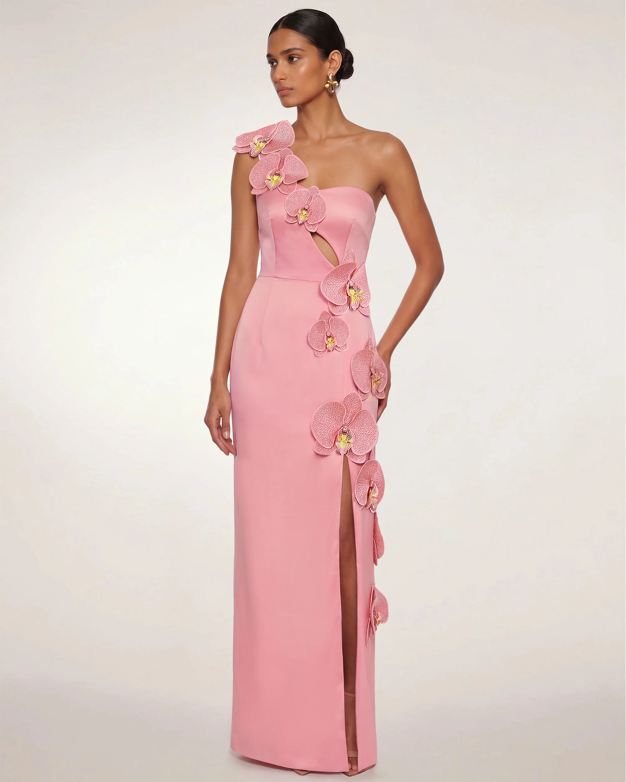 Orchid Embellished Cutout Slit Maxi Dress - Blush Pink