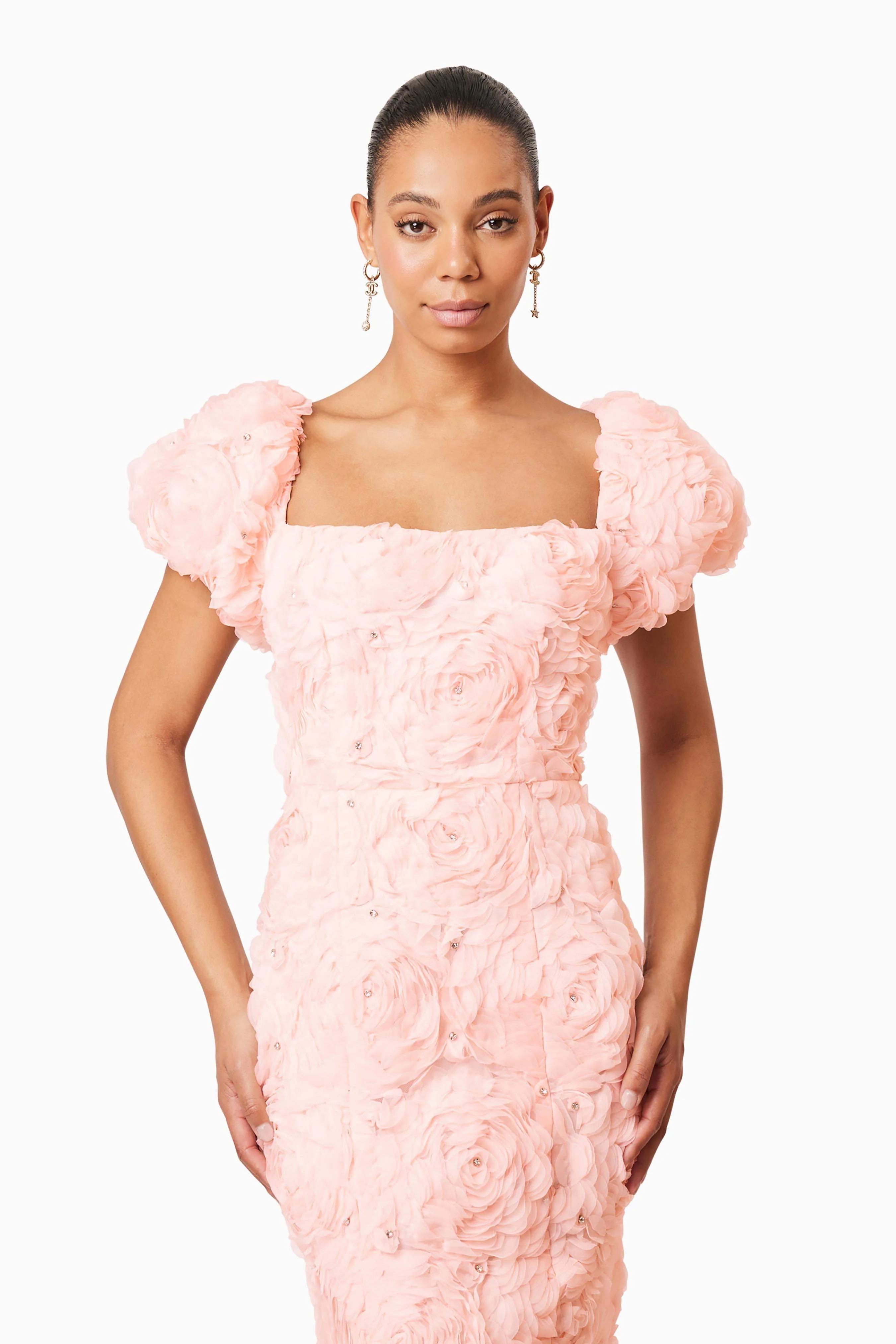 Rosella 3D Midi Dress in Pink