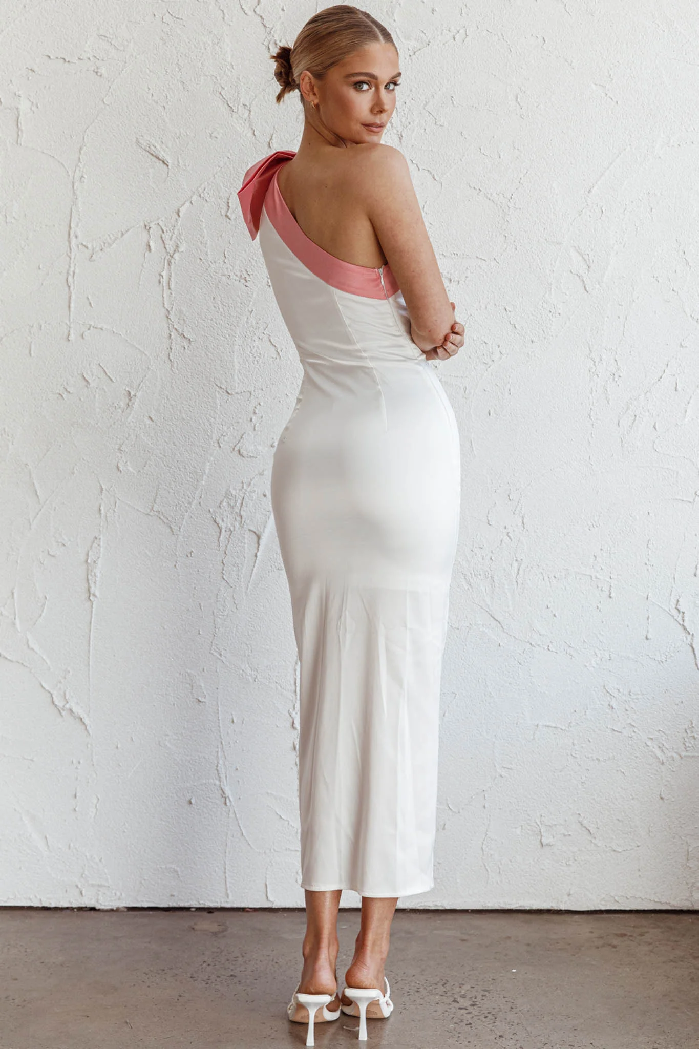 Sweetest Thing One-Shoulder Bow Maxi Dress White