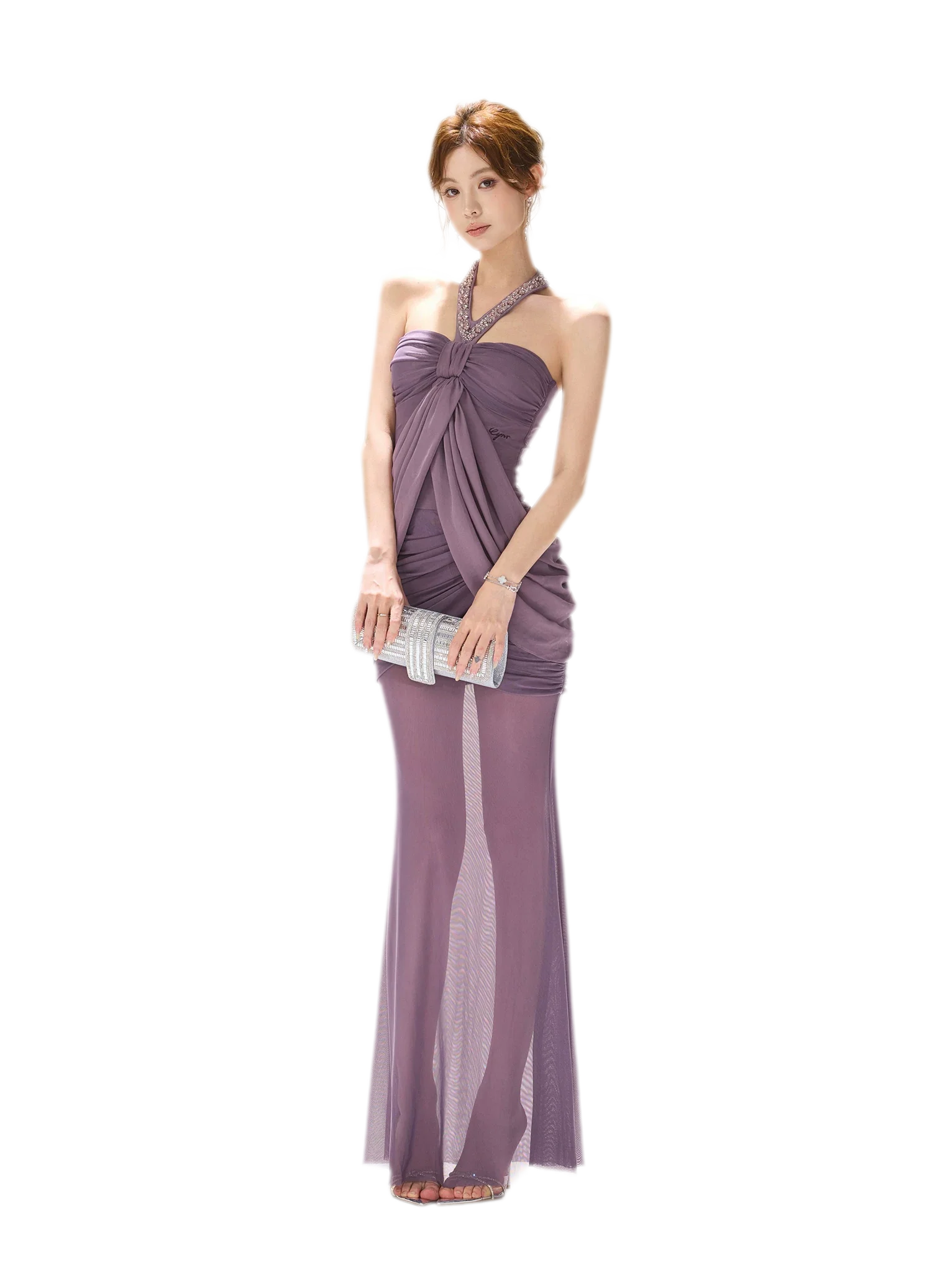 Mist Purple Mesh Fishtail Skirt