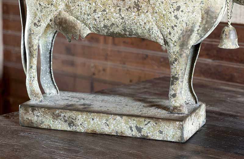 Distressed Metal Cow Statue